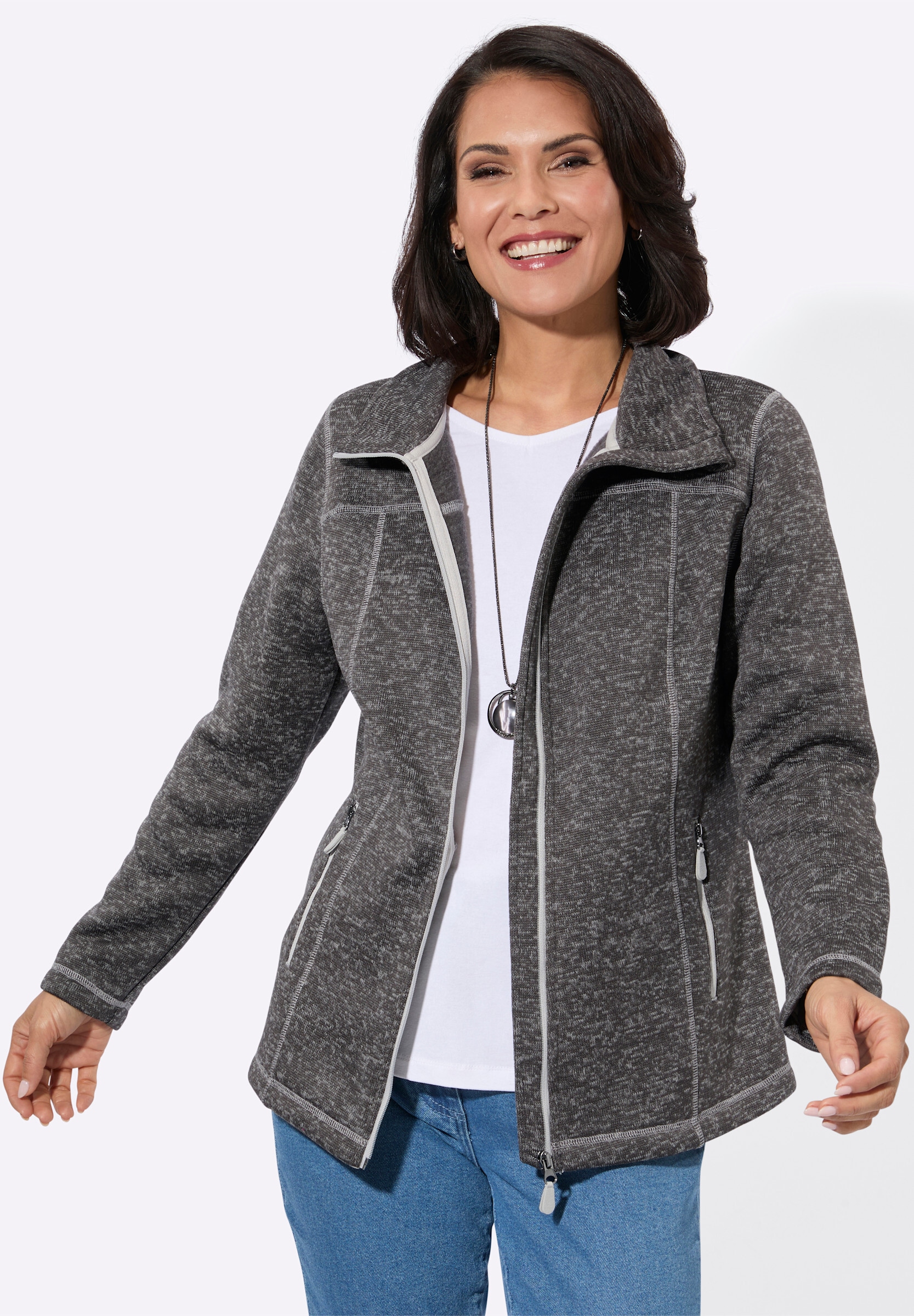 Witt Fleecejacke »Strickfleece-Jacke Strickfleece-Jacke mit Teilungsnähten«