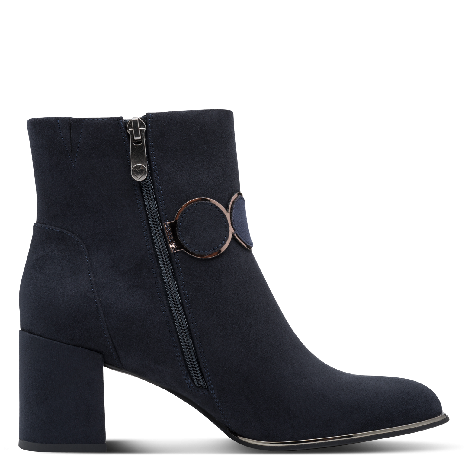 MARCO TOZZI Stiefelette  Blockabsatz, Ankle Boots, mit eleganter Zierkette und Kontrastbesätzen