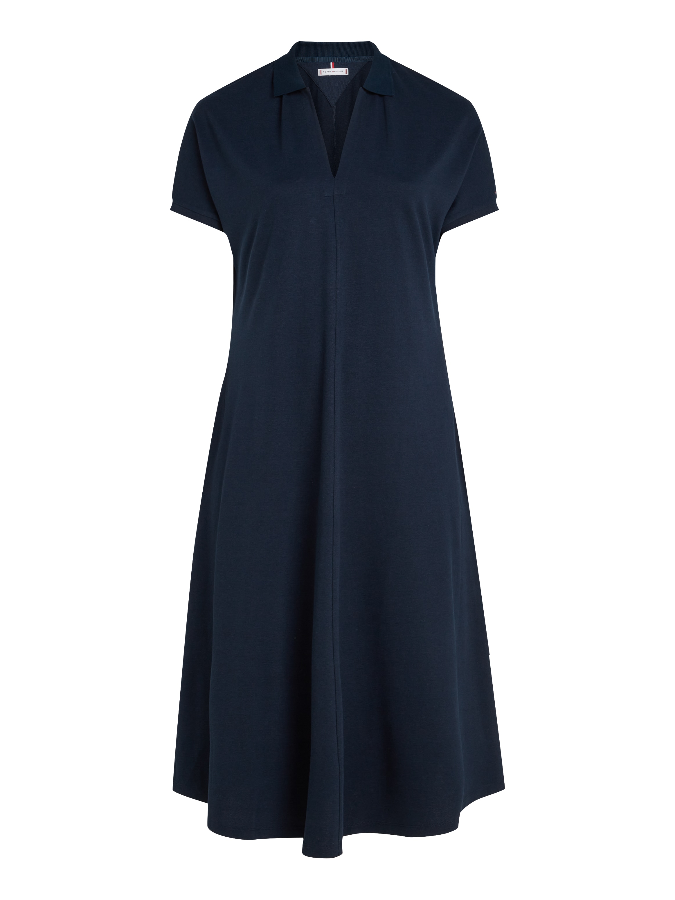 Tommy Hilfiger Curve Midikleid »CRV LYOCELL OPEN-NK MIDI DRESS«, in Großen Größen, Logostickerei, V-Ausschnitt