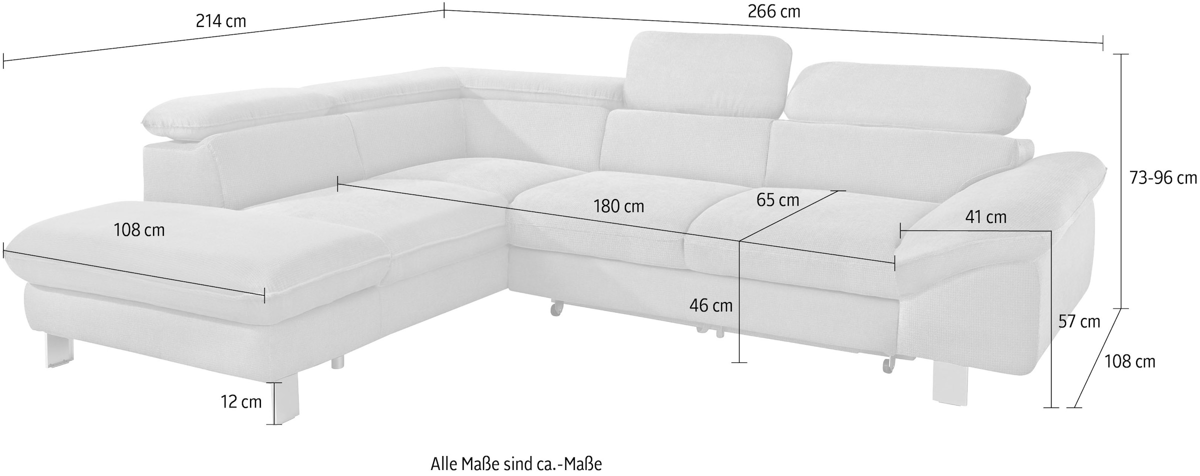 COTTA Polstergarnitur »Driver«, (Set, 2 tlg.), bestehend aus Ecksofa und Hocker, mit Kopfteilverstellung