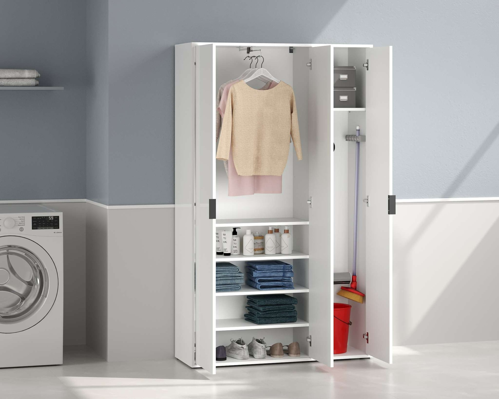 INOSIGN Mehrzweckschrank »Stauraumschrank , Breite 107 cm , Höhe 178 cm« 1 Stk. tlg. 3 Türen,1 kl.+3 große Böden,1 Auszugsstange,Schrank Hochglanz lackiert