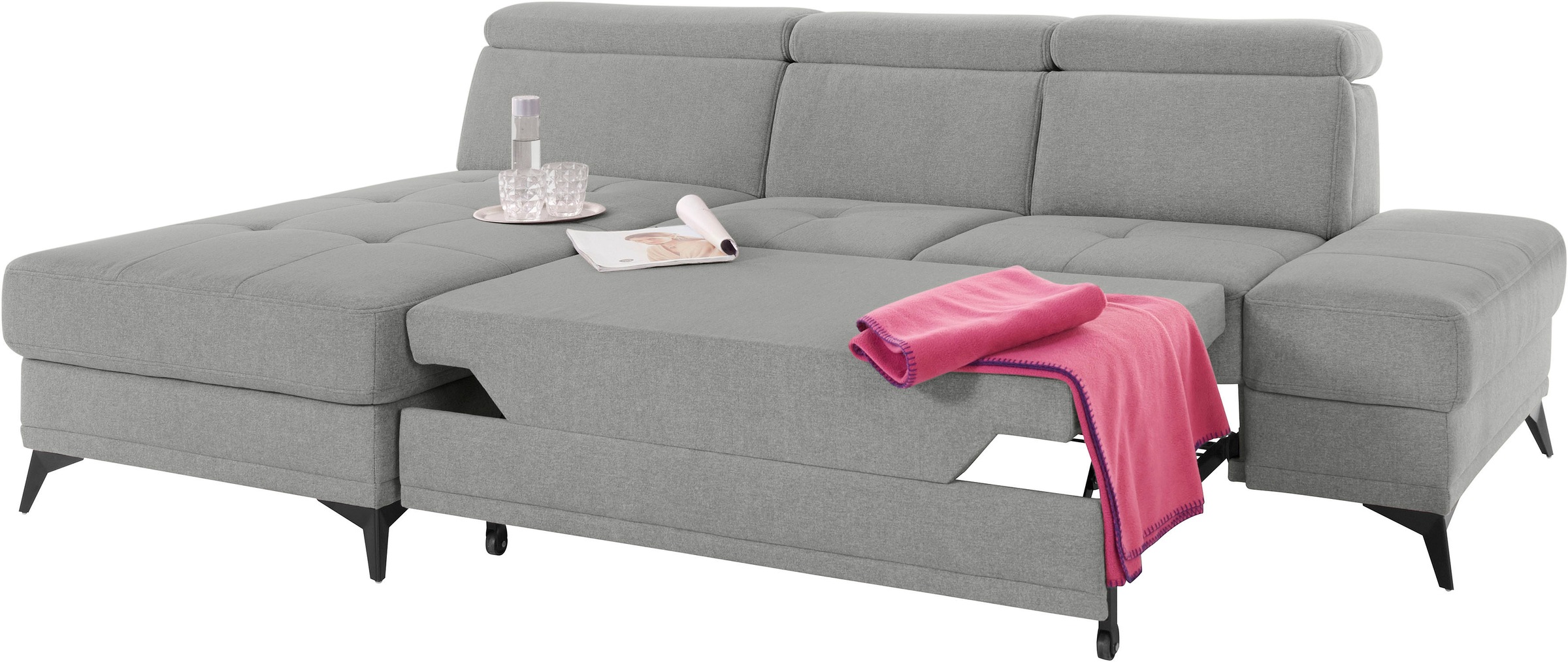 INOSIGN Ecksofa »Cardiz L-Form«, inkl.Kopfteilverstellung und Federkern wahlweise mit Bettfunktion
