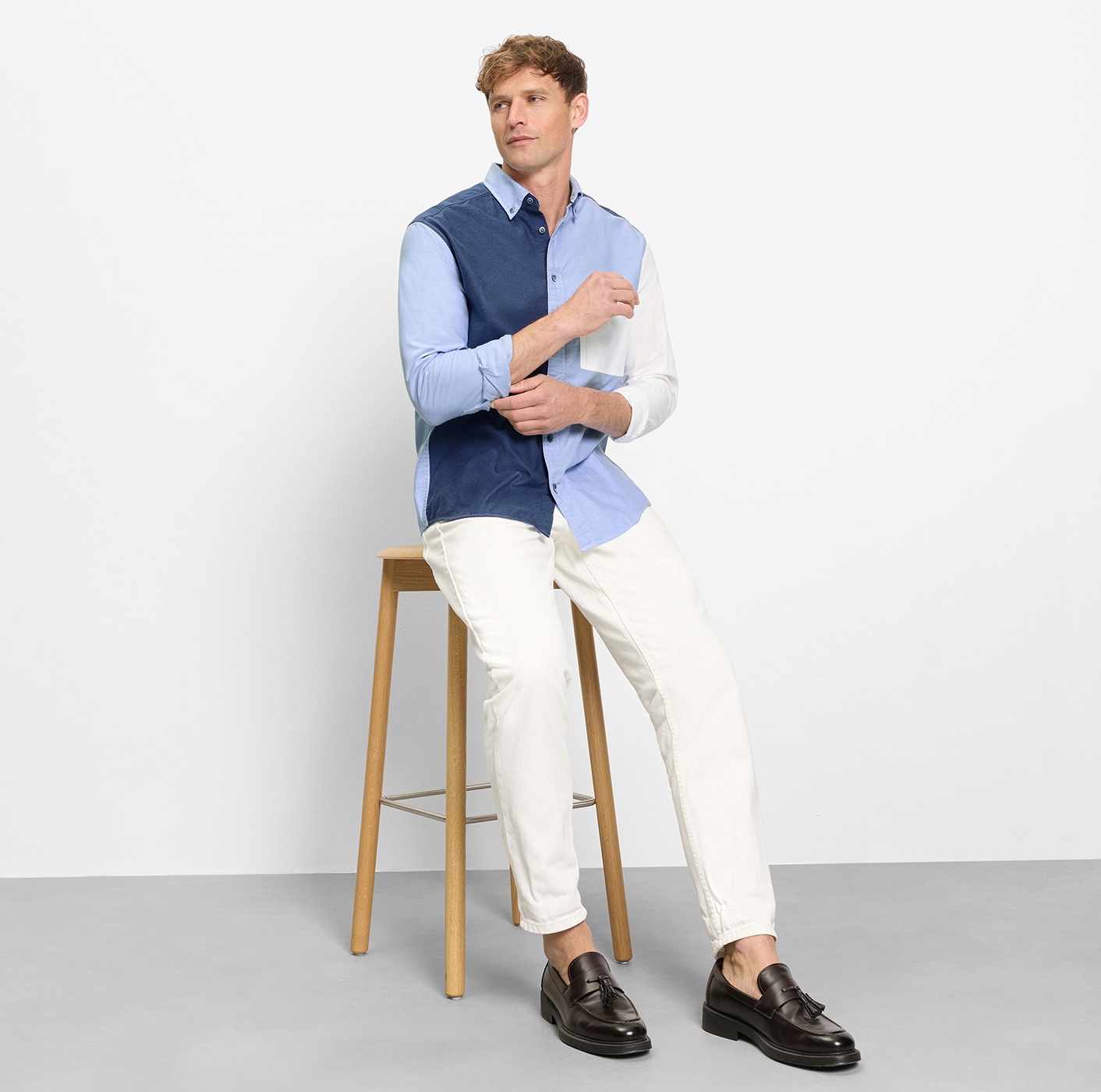 OLYMP Langarmhemd Button-Down-Kragen, Overshirt