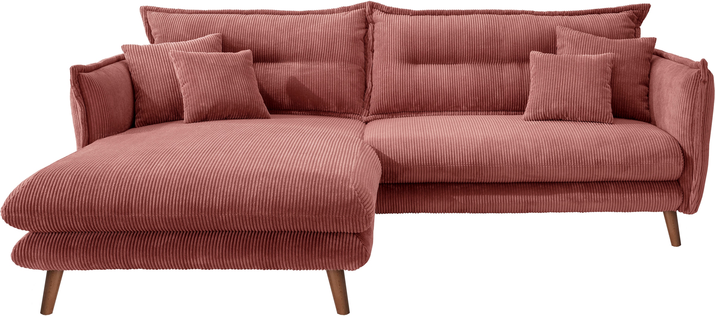 INOSIGN Ecksofa »Lazio modern und bequem, schmale Armlehnen, tolle Detailverarbeitung«, zwei verschiedene Fußfarben wählbar