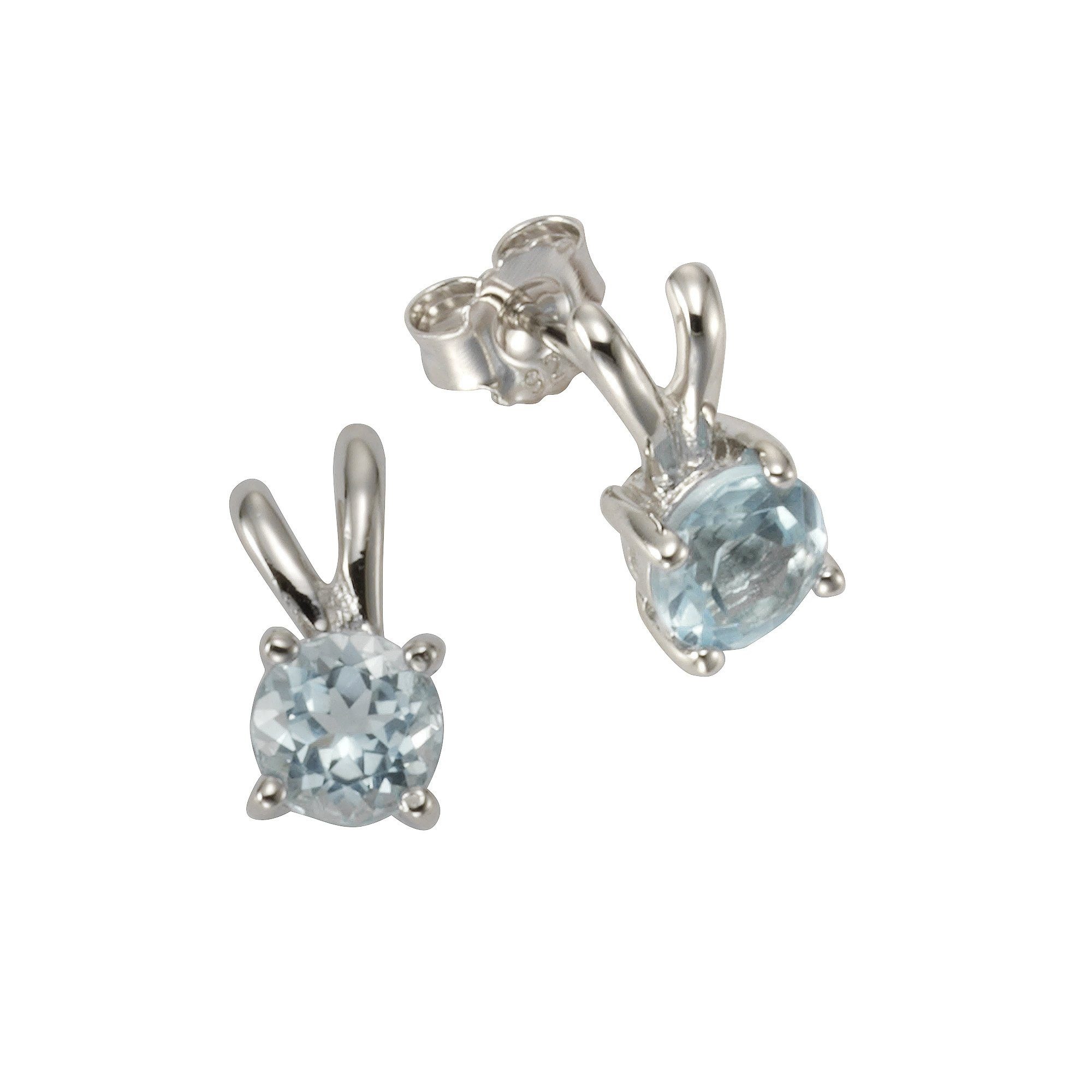 Zeeme Paar Ohrstecker »925/- Sterling Silber rhodiniert«, Blautopas beh.