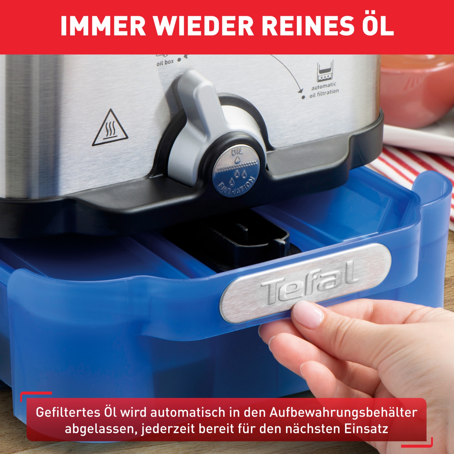 Tefal Kaltzonenfritteuse »Oleoclean Pro Inox & Design«, 2300 W, automatische Öl/Fett Filterung, Timer, Thermostat, 3,5l Öl, FR8040