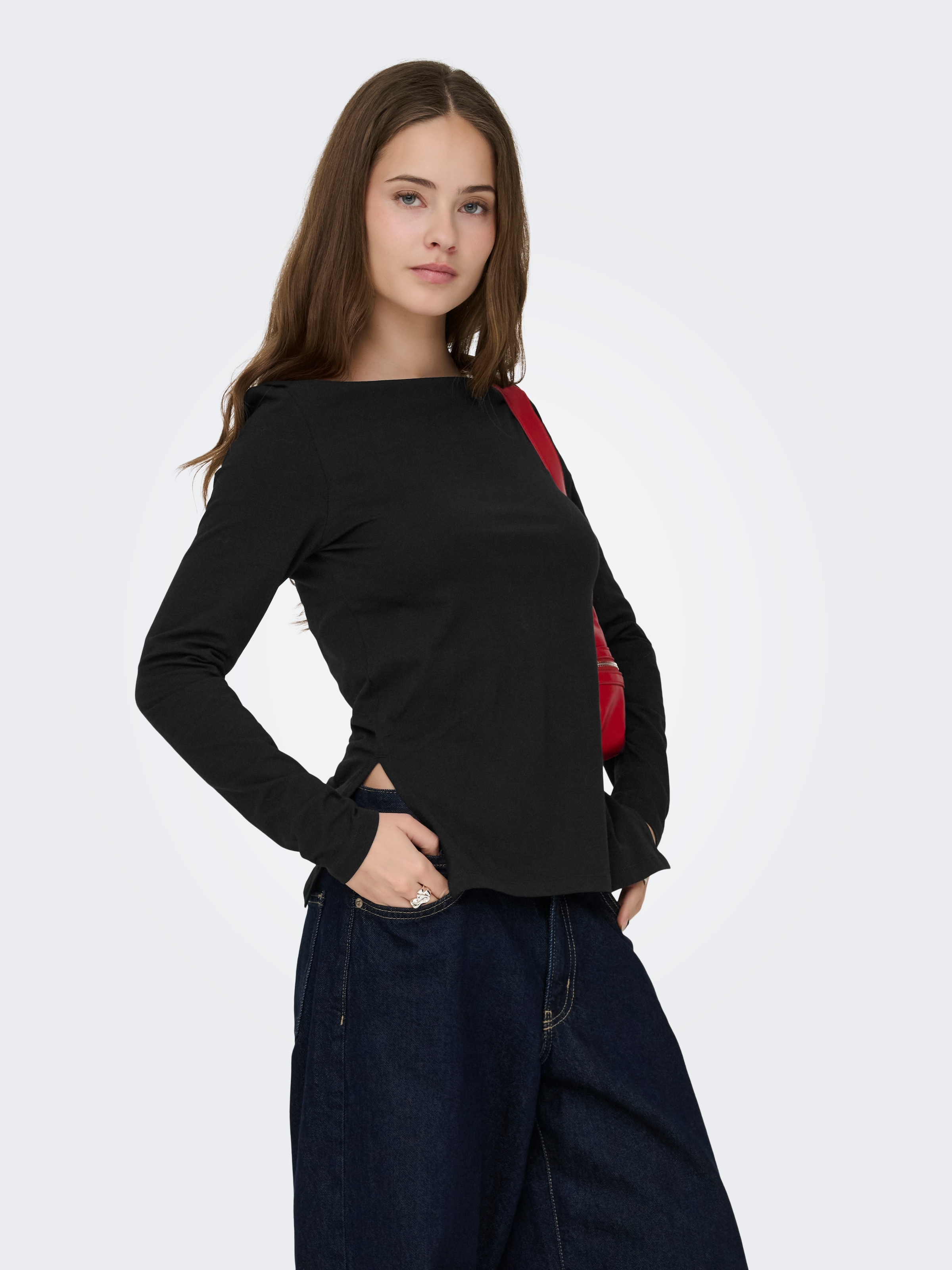 ONLY Langarmshirt »ONLKISS LIFE LS BOATNECK TOP CC JRS NOOS«