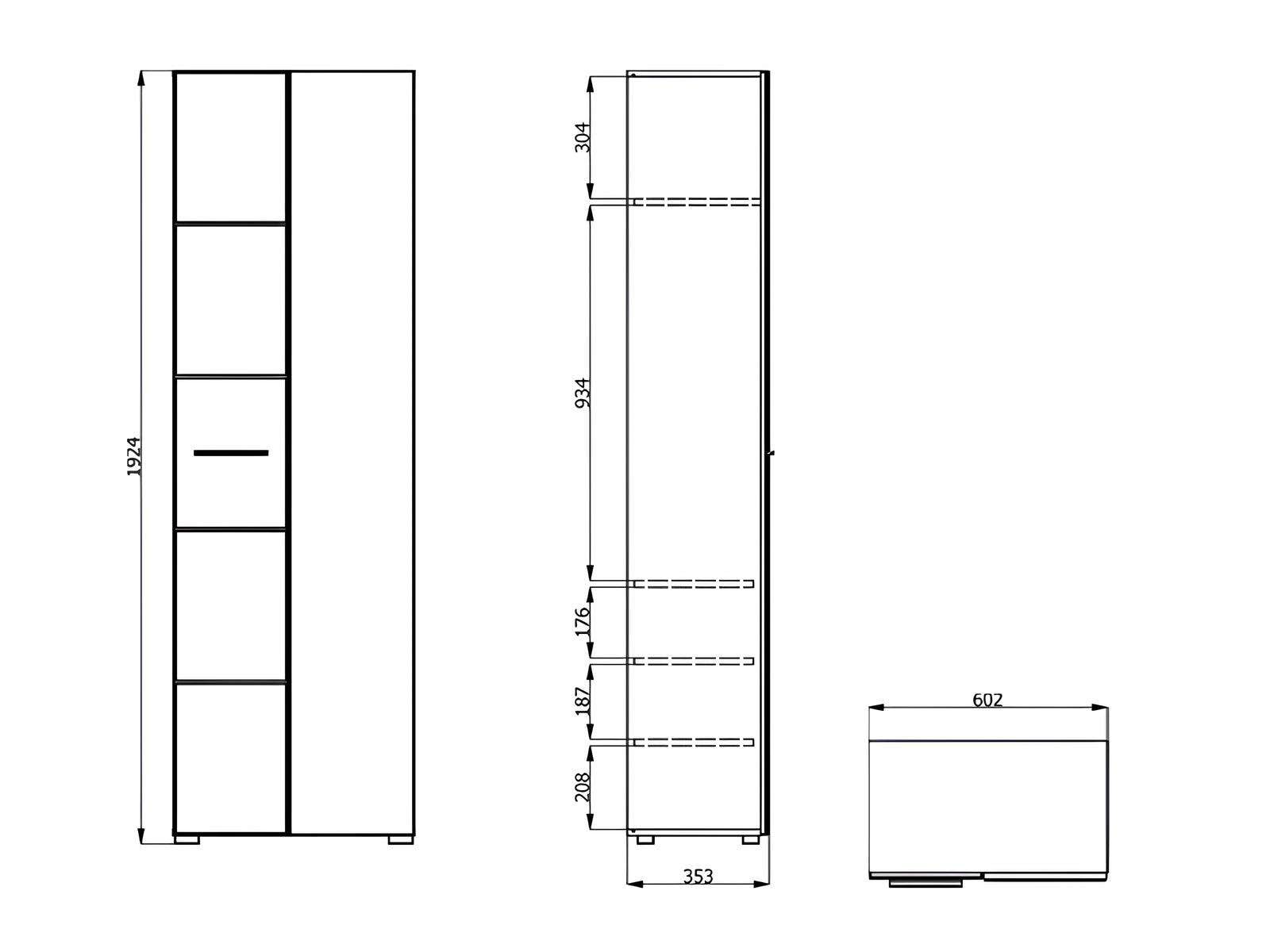 Home affaire Garderobenschrank »Beny Kleiderschrank, Stauraumschrank, Flurschrank, Höhe 193 cm«, Hochglanzfronten, Spiegeltür, Breite 60 cm, ausziehbare Kleiderstange