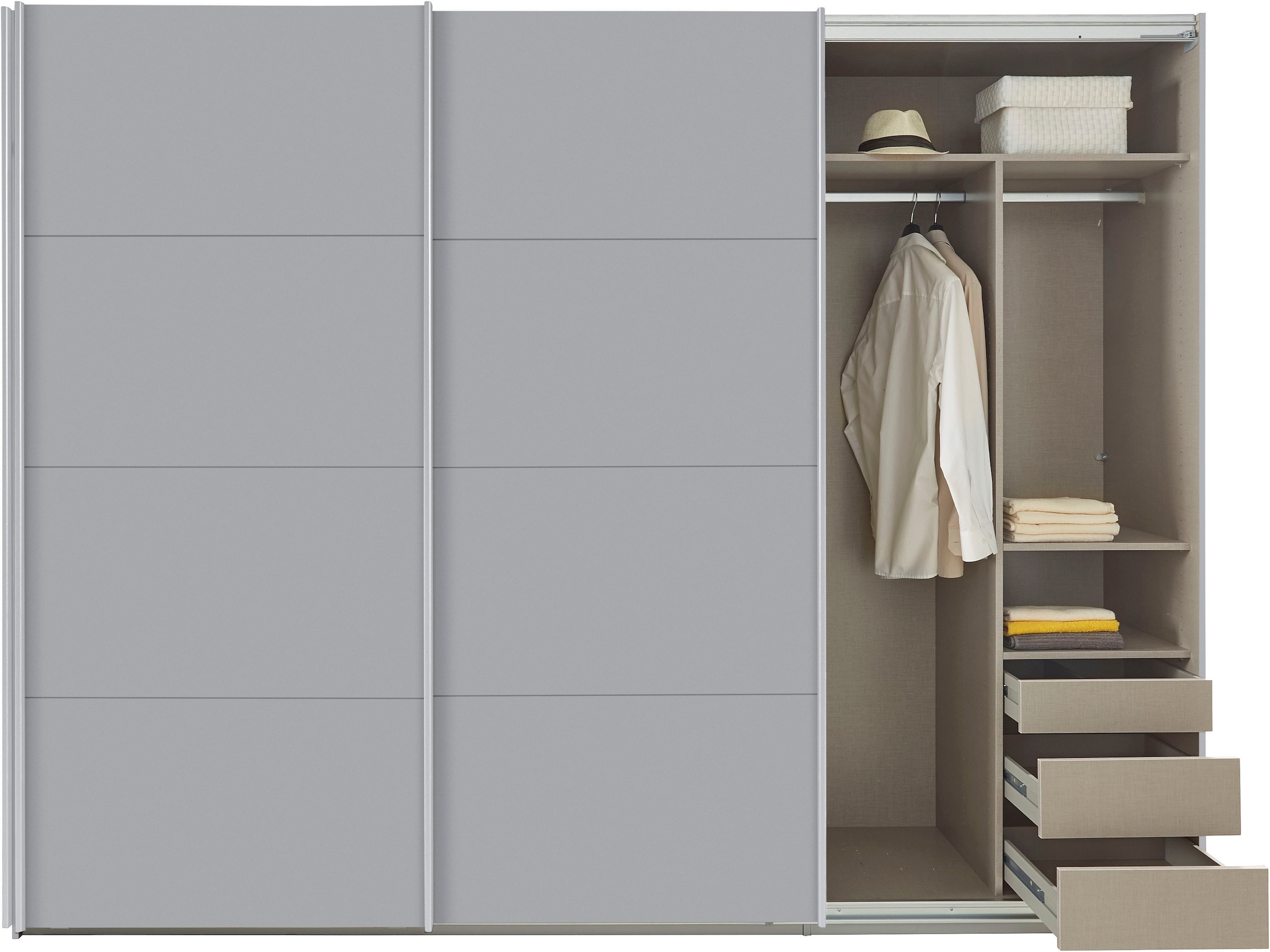 rauch Schwebetürenschrank »Kleiderschrank Schrank Garderobe TOPSELLER OTELI inkl. Inneneinteilung«, mit 3 Innenschubladen sowie zusätzlichen Einlegeböden MADE IN GERMANY