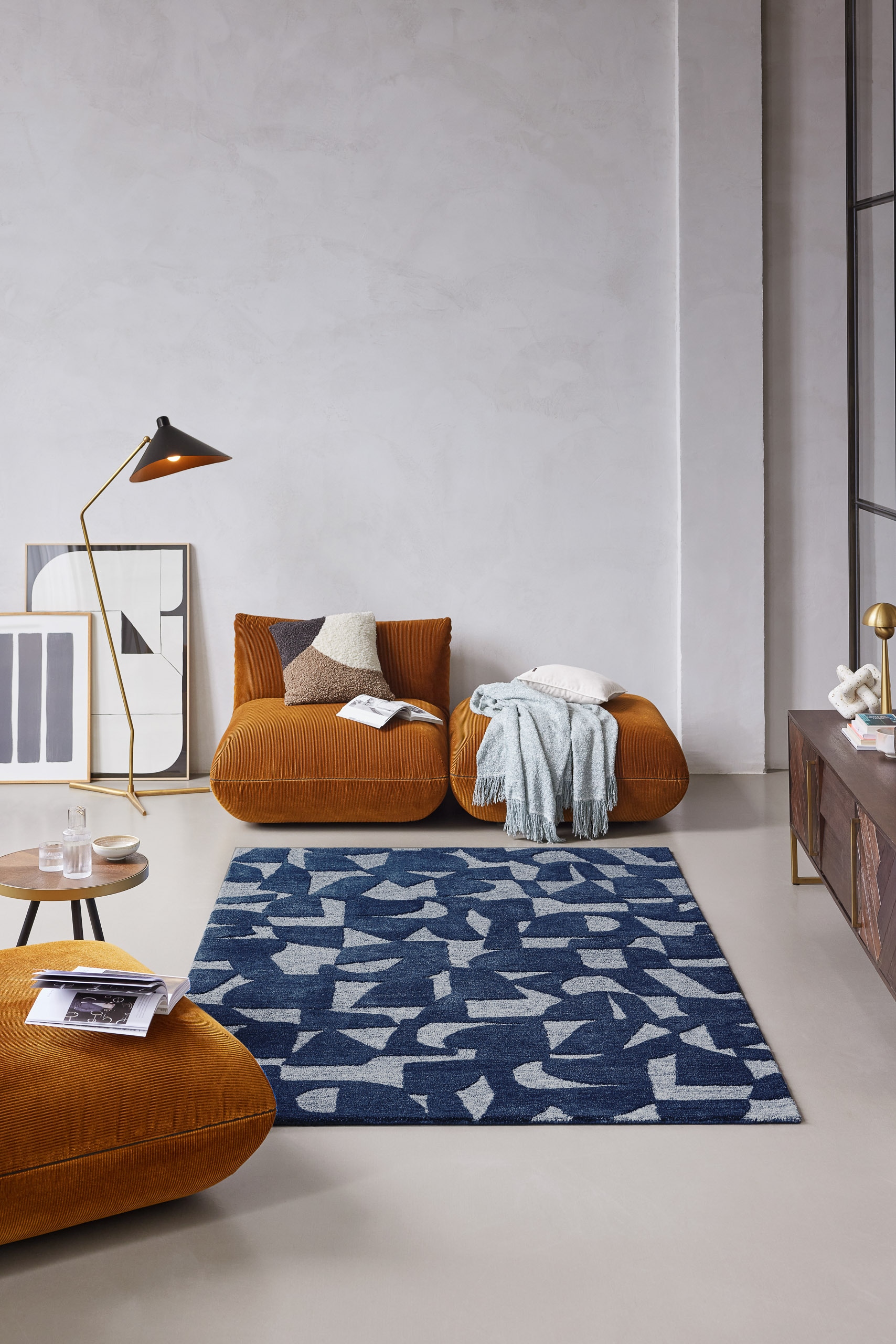 Wecon home Teppich »Ocean State« rechteckig 10 mm Höhe handgefertigt, gemustert, pflegeleicht, Wolle, Wohnzimmer, Esszimmer