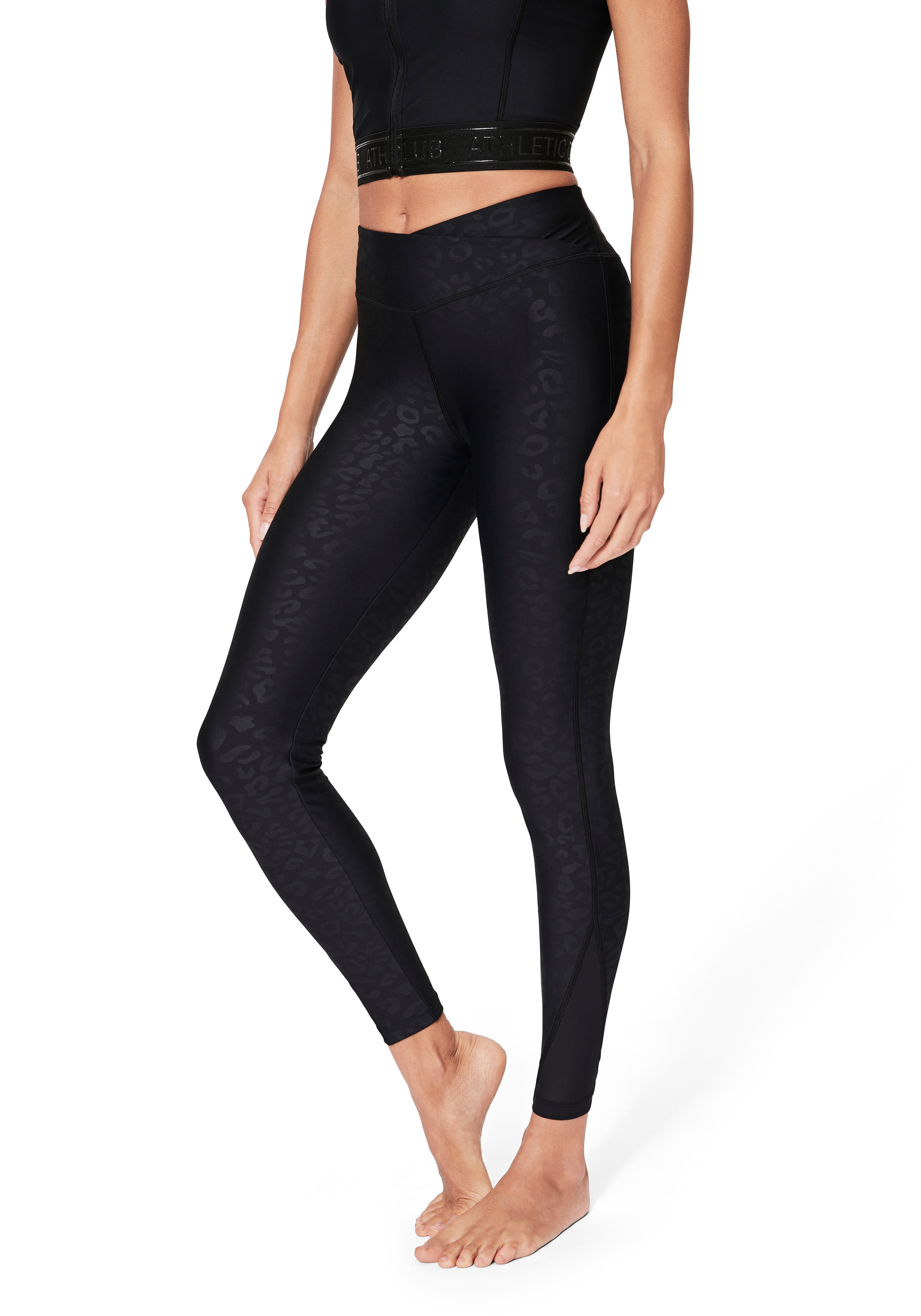 LASCANA ACTIVE Funktionsleggings, Sportleggings mit V-förmigen Bündchen in Leo-Optik