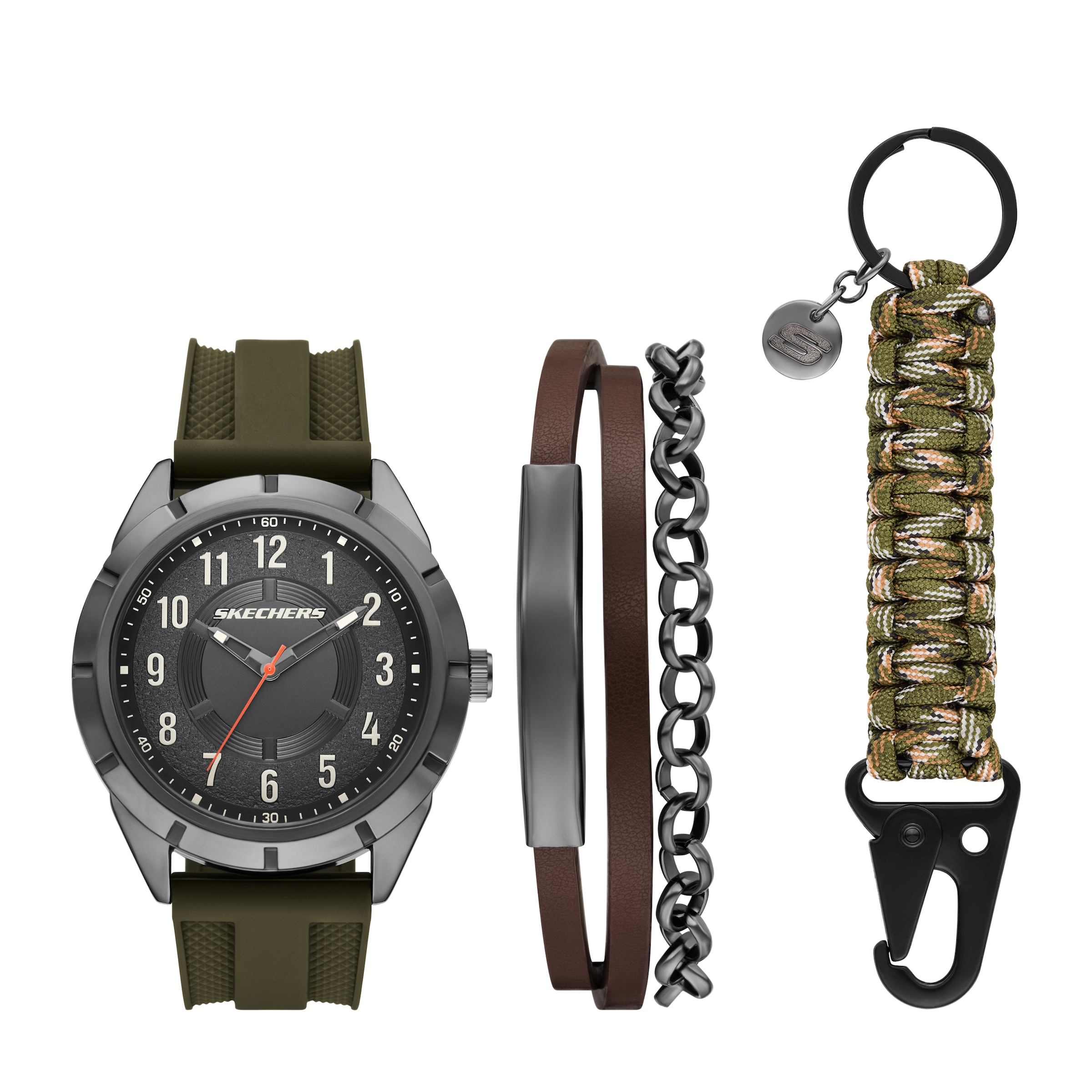 Skechers Quarzuhr »Nylon Cord Keychain Set« Armbanduhr, Herrenuhr, Silikonarmband, Ideal auch als Geschenk, analog