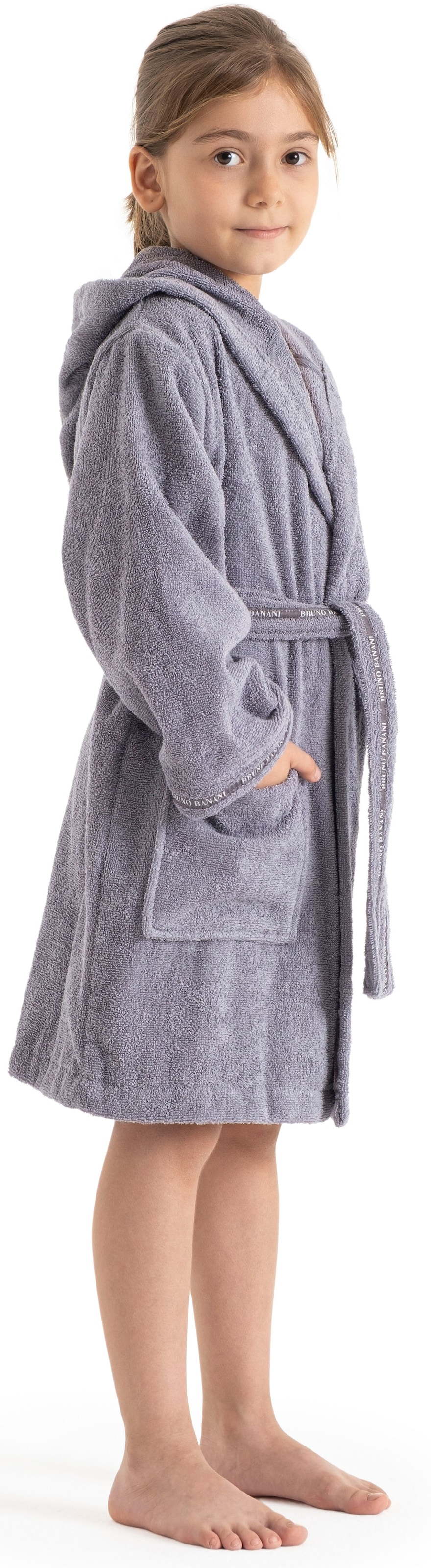 Bruno Banani Kinderbademantel »Danny, Ideal für Zuhause, Schwimmbad oder im Urlaub« 1 Stk. mit Logostreifen, aus 100% Baumwolle