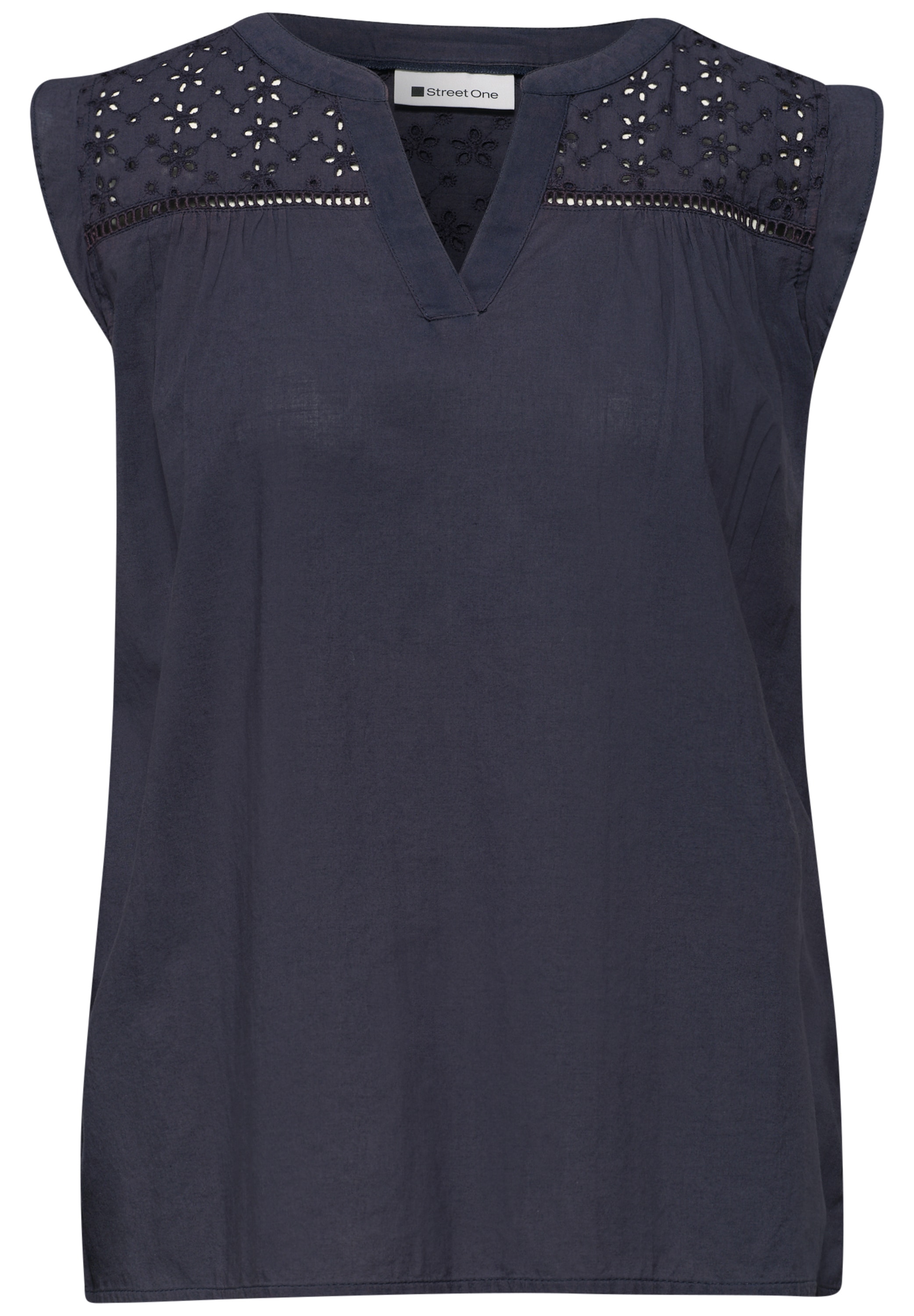 STREET ONE Blusentop Blustentop mit Split Neck und Shiffleydetails