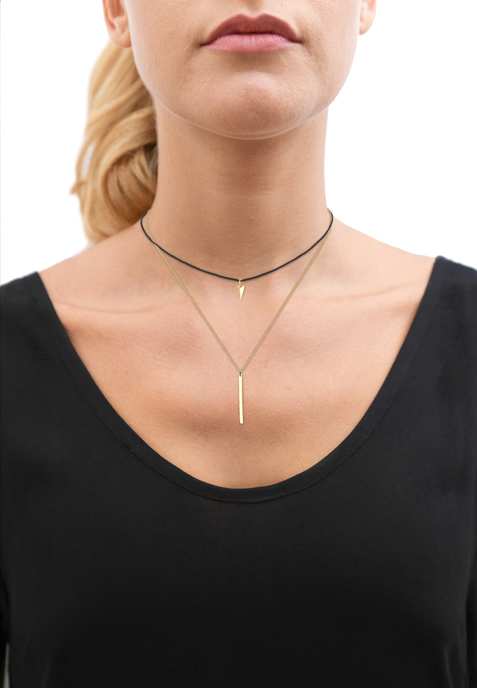 Elli Choker »Halskette Choker Layer Anhänger Dreieck 925 Sterling Silber«