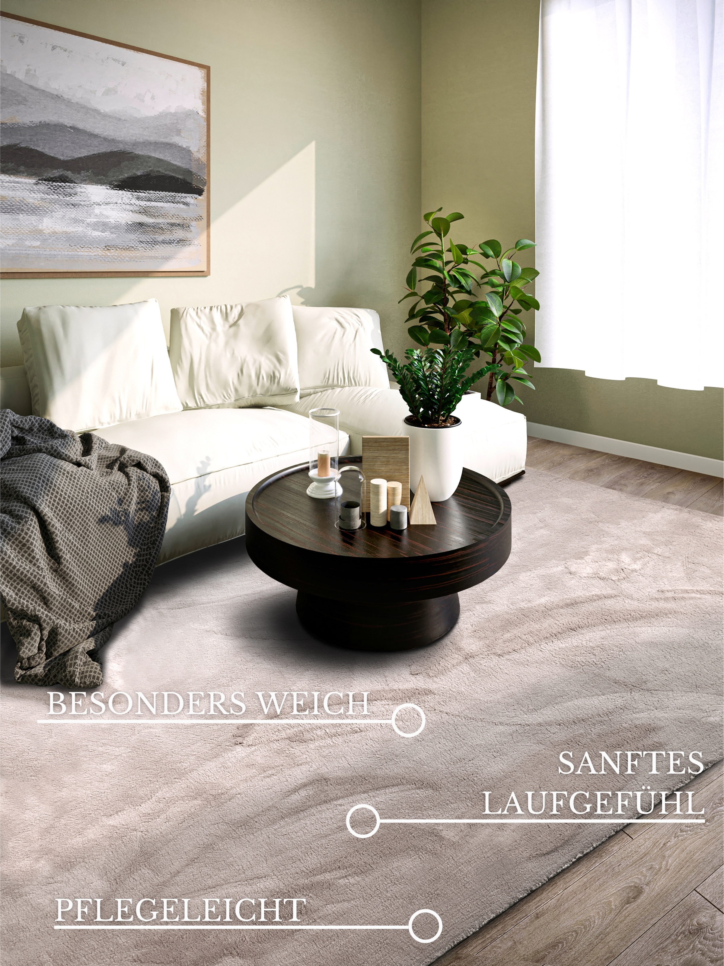 Villeroy & Boch Teppich »Leon«, rechteckig, 15 mm Höhe, Langflor, Shaggy, uni, flauschig weich, glänzend, Kaninchenfell Haptik