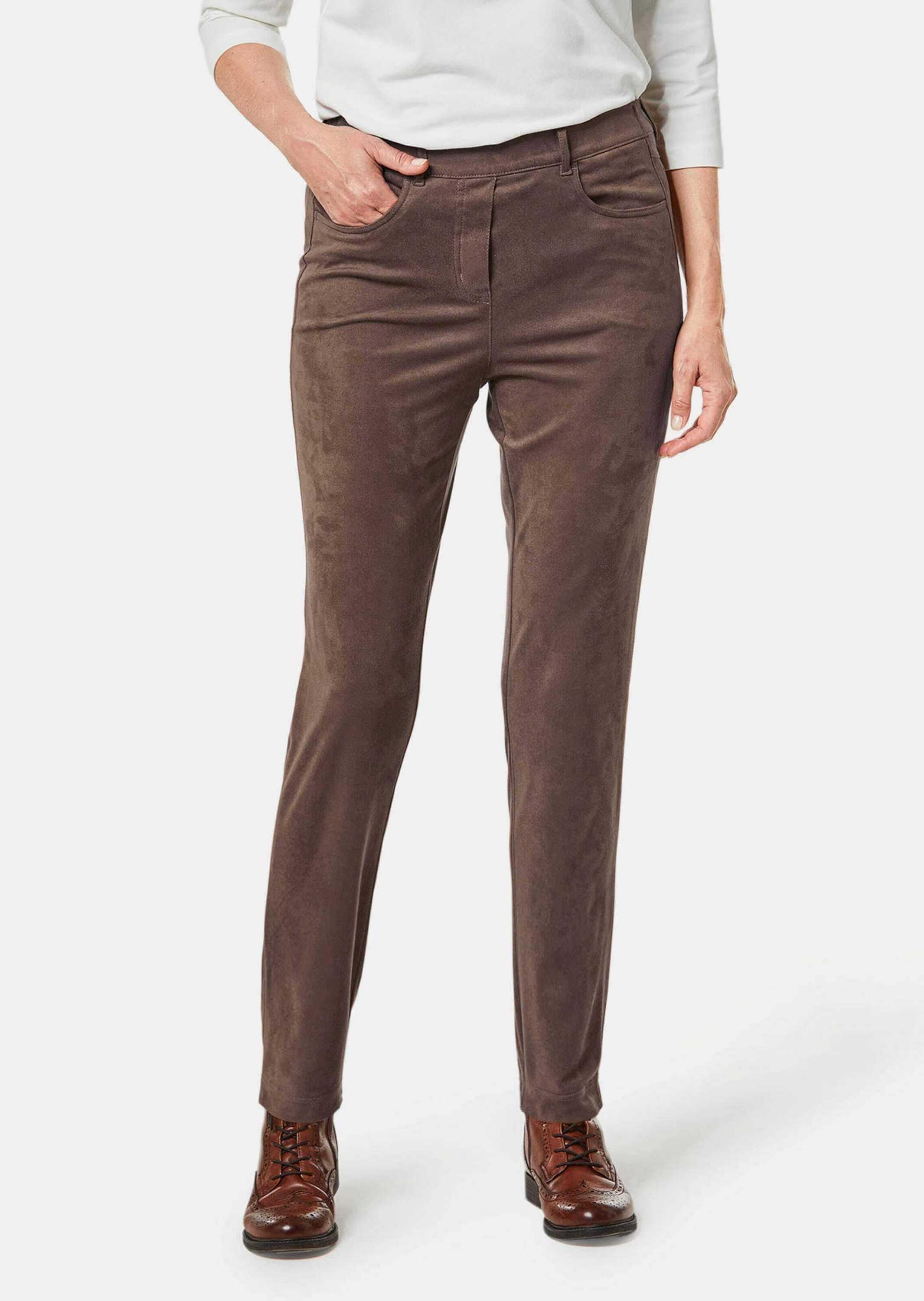 GOLDNER 2-in-1-Hose »Bi-elastische Hose in superweichem Veloursleder-Look«