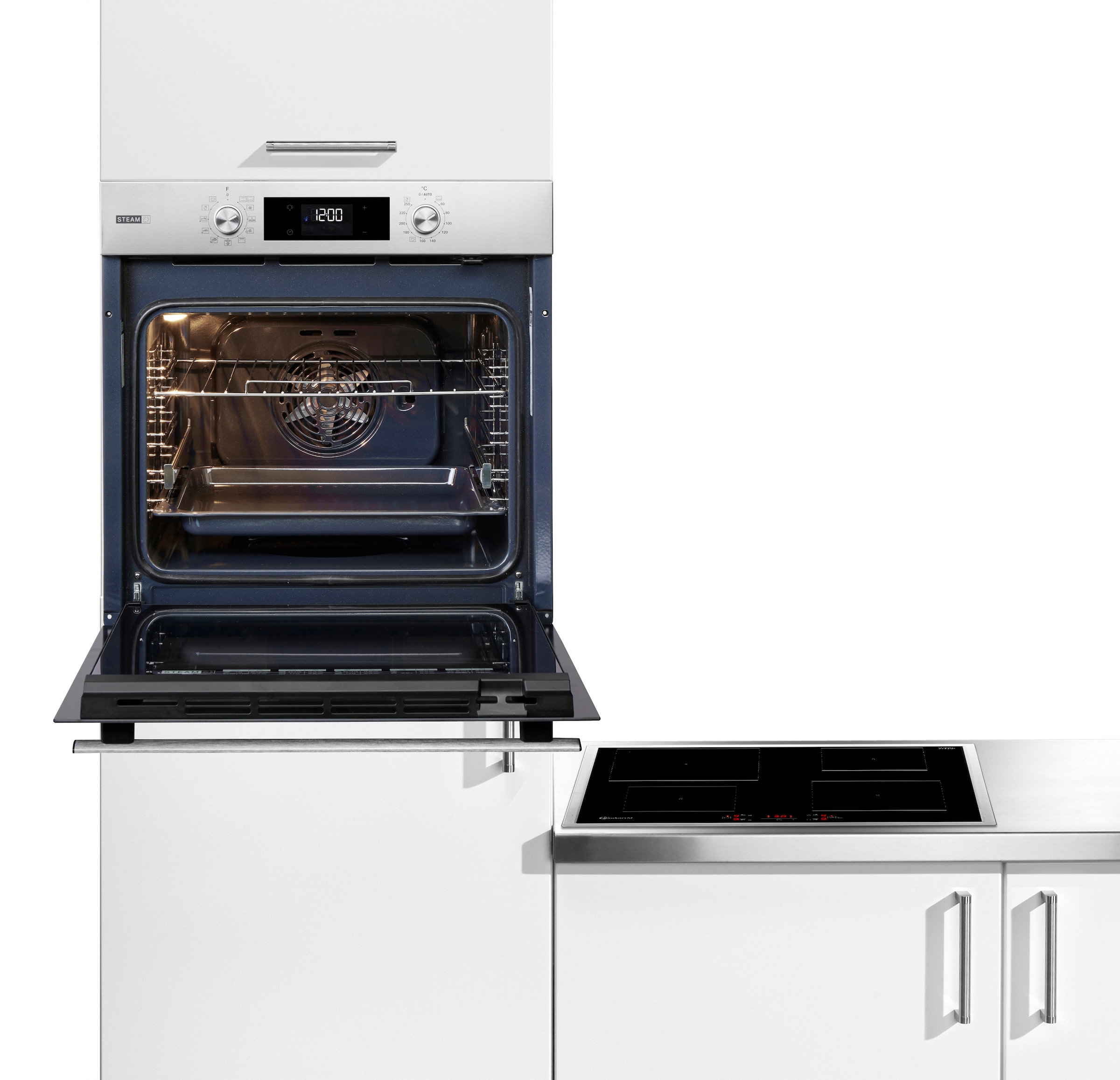 BAUKNECHT Backofen-Set »BAKO 780 Steam IND IN« mit 1-fach-Teleskopauszug Hydrolyse Set, 2 Stk. tlg. GentleSteam - für ein saftiges Inneres und ein knuspriges Äußeres