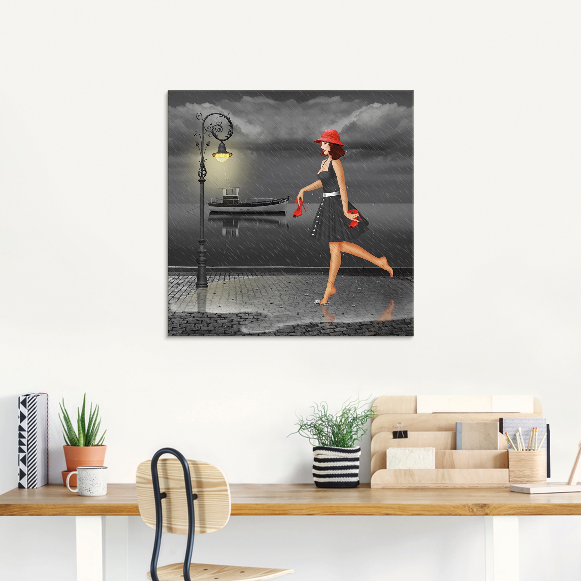 Artland Glasbild »Tanzen im Regen«, Frau, (1 St.), in verschiedenen Größen
