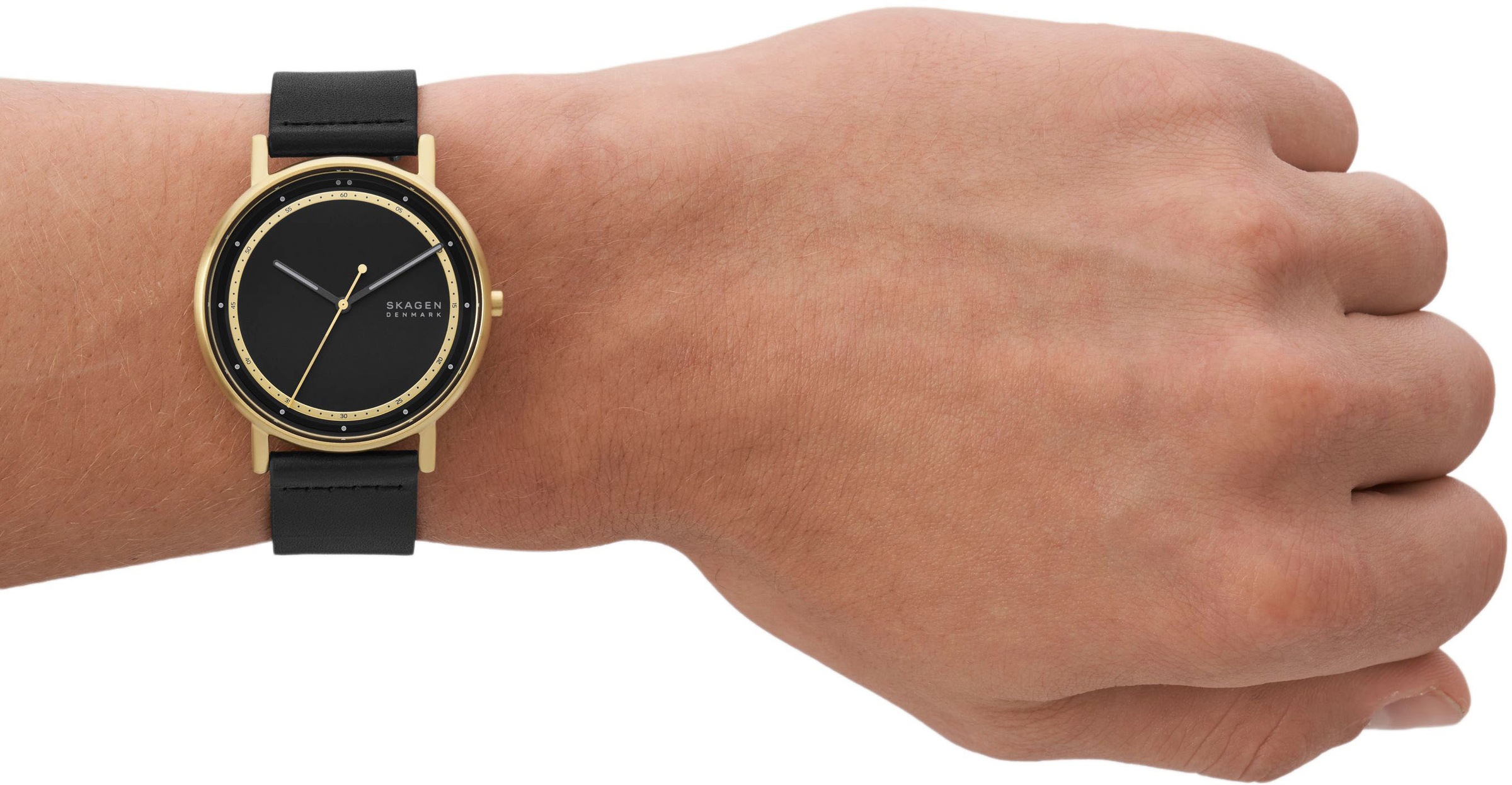 Skagen Quarzuhr »SIGNATUR«, Armbanduhr, Herrenuhr, Damenuhr, analog, Lederarmband