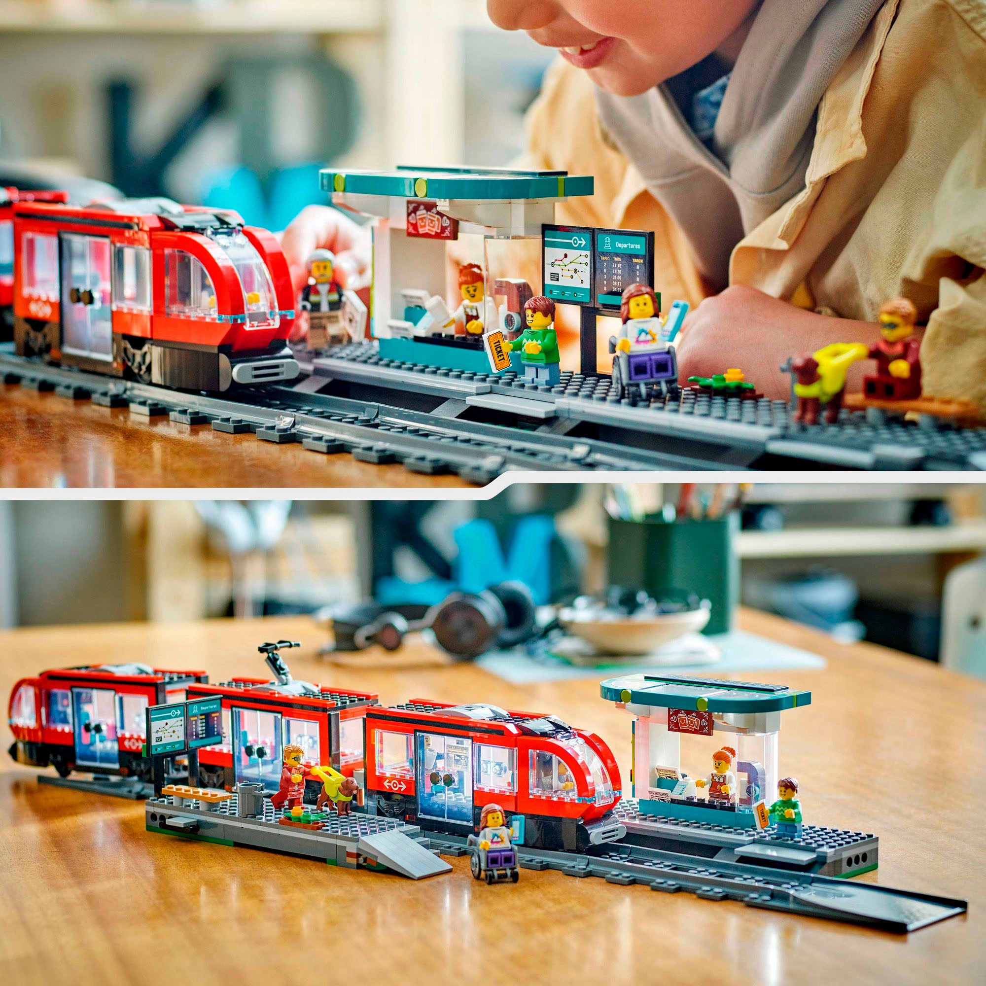 LEGO® Konstruktionsspielsteine »Straßenbahn mit Haltestelle (60423), LEGO LEGO City«, (811 St.), Made in Europe