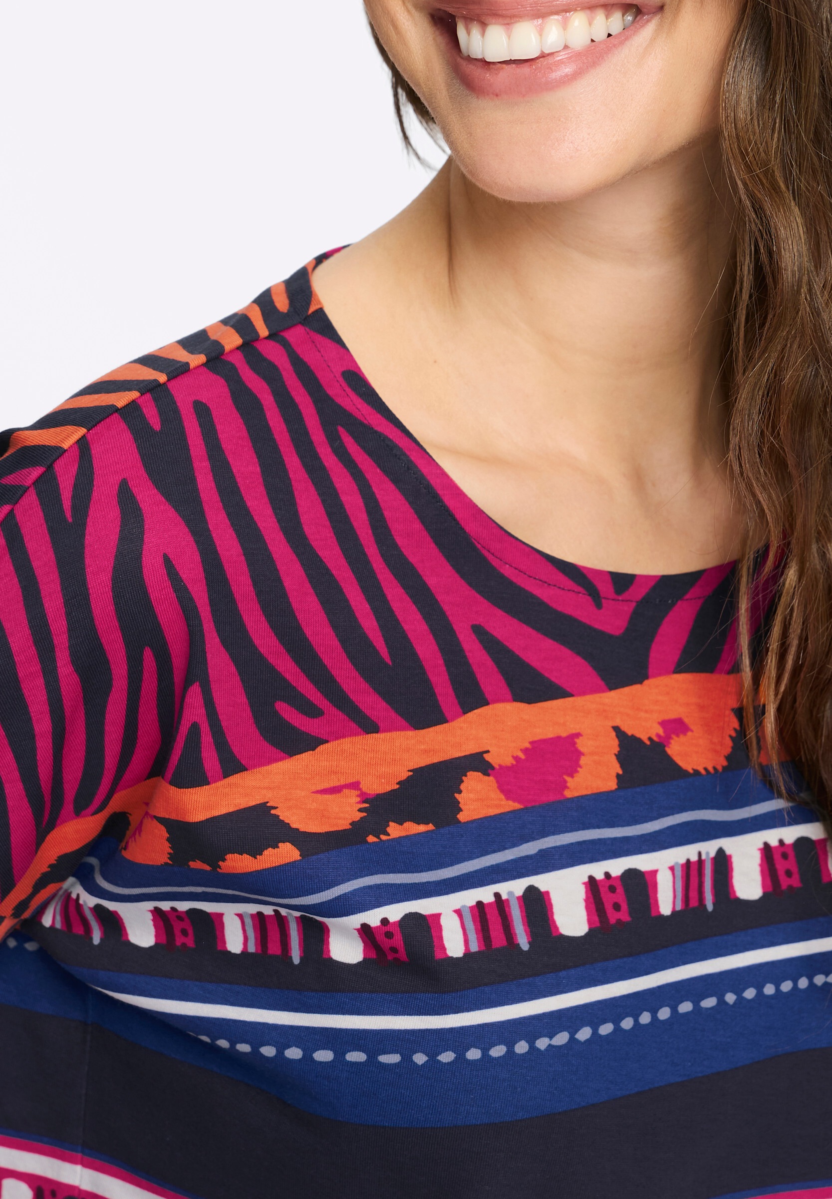 Sieh an! T-Shirt »3/4-Arm-Shirt 3/4-Arm-Shirt mit Animal-Streifen-Muster«