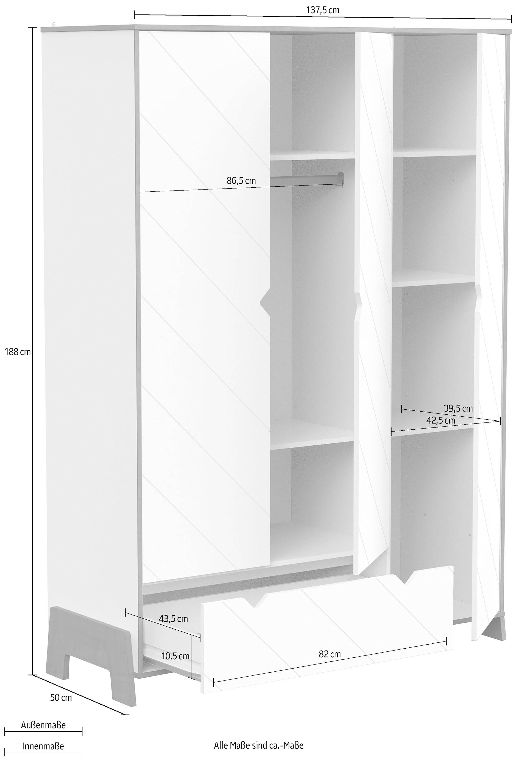 Demeyere GROUP Kleiderschrank »Kinderkleiderschrank«, Großzügiger Stauraum