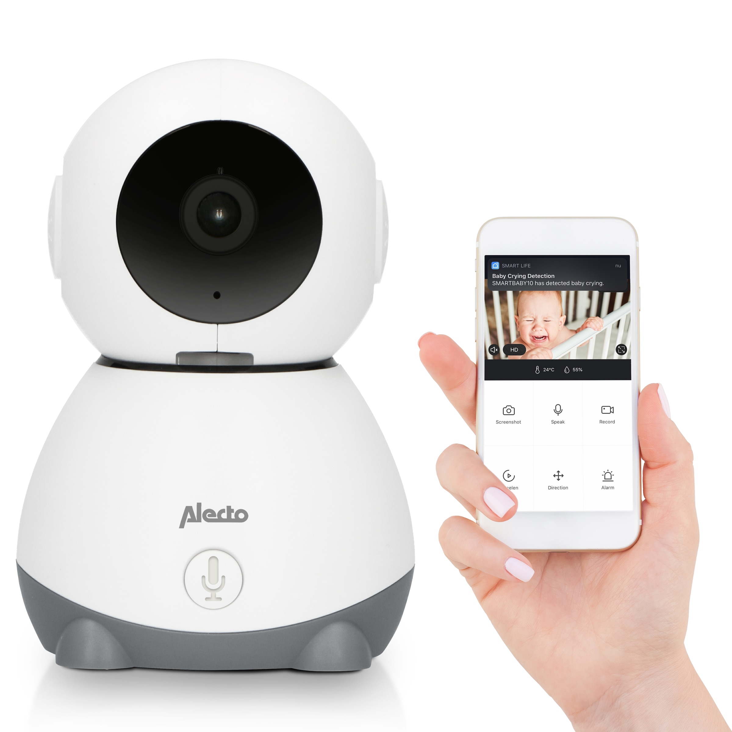 Alecto Video-Babyphone »SMARTBABY10«, (1 tlg.), FullHD-Kamera, Smartphone-App Bedienung