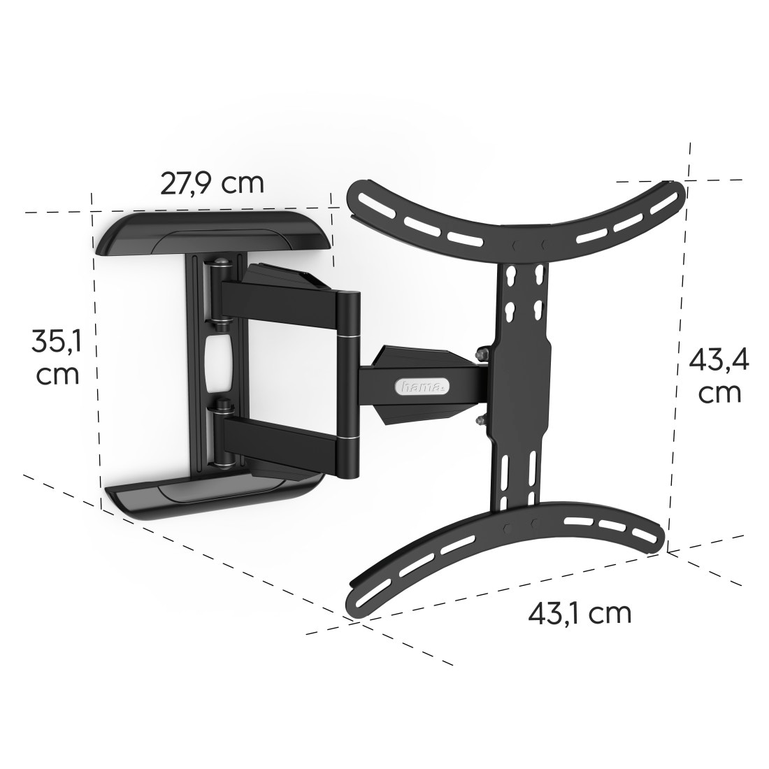 Hama TV-Wandhalterung »Halterung, schwenkbar, neigbar, ausziehbar von 81 - 165 (32" - 65")« bis 165 cm Zoll max. 35 kg