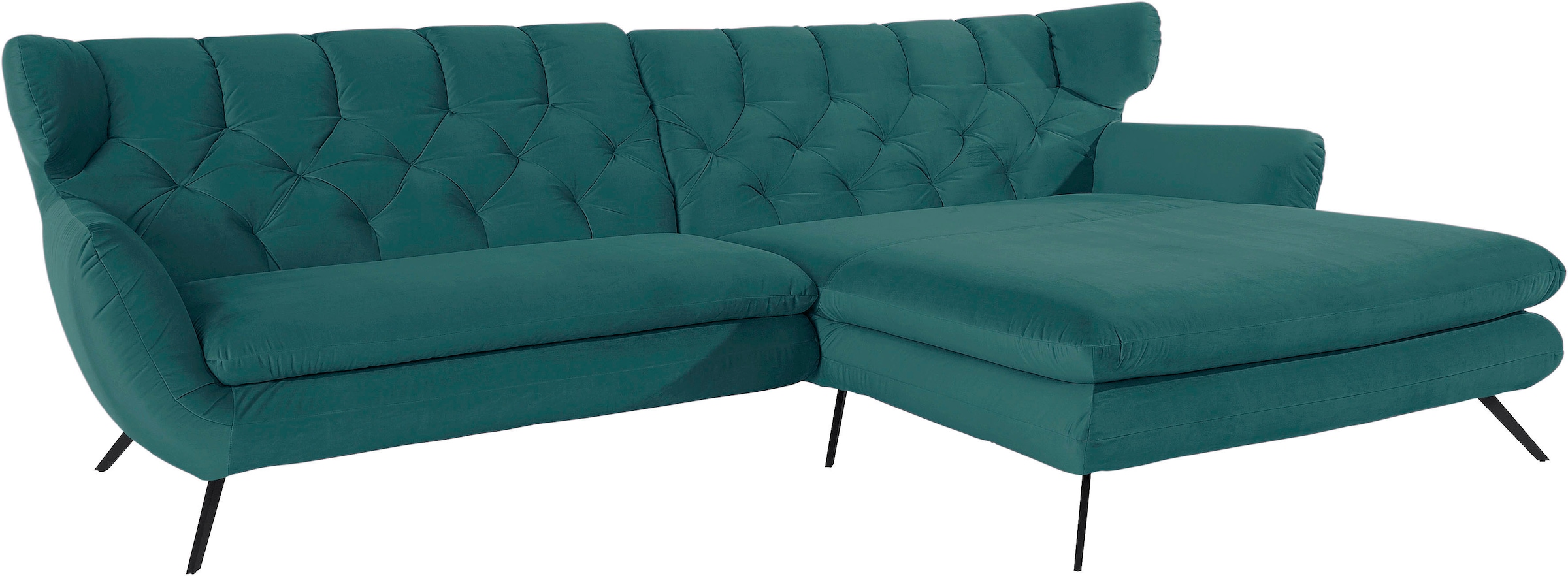 3C Candy Ecksofa »Beatrice Designsofa in moderner Retrooptik, bequem und extravagant«, mit Rückensteppung im Rautenmuster, Ohrenbacken Optik, L-Form