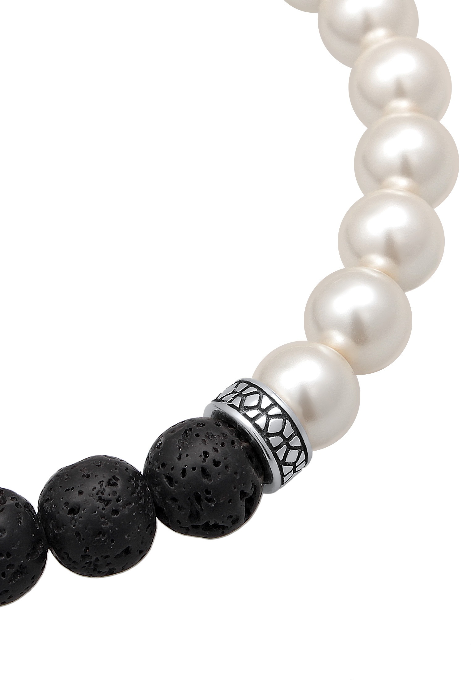 Kuzzoi Armkette »Armband Lava Perlen Bead Steinarmband 925 Silber«