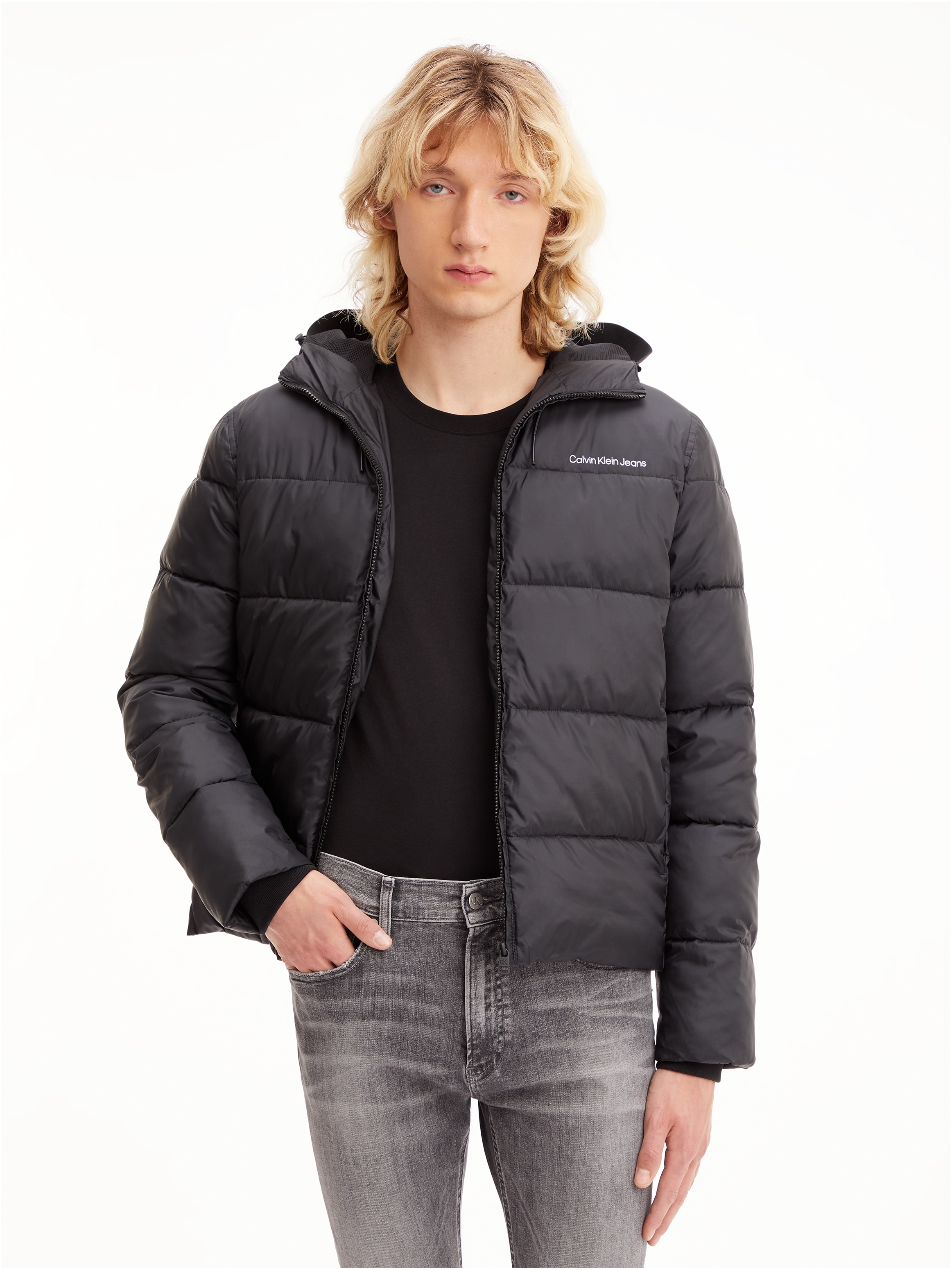 Calvin Klein Jeans Steppjacke »LOGO TAPE LW PADDED JACKET«, mit Kapuze