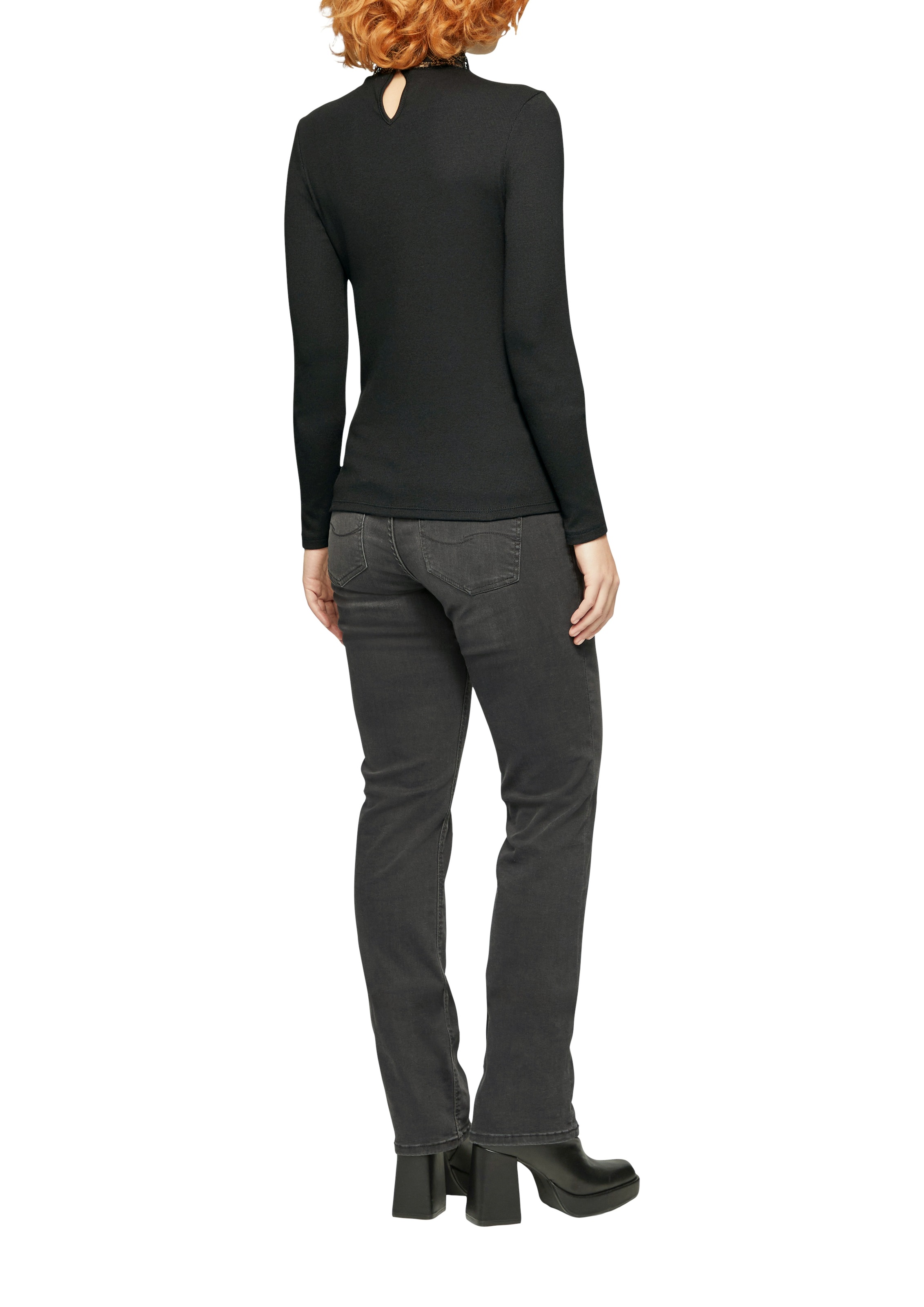 QS Langarmshirt, mit Spitzeneinsatz