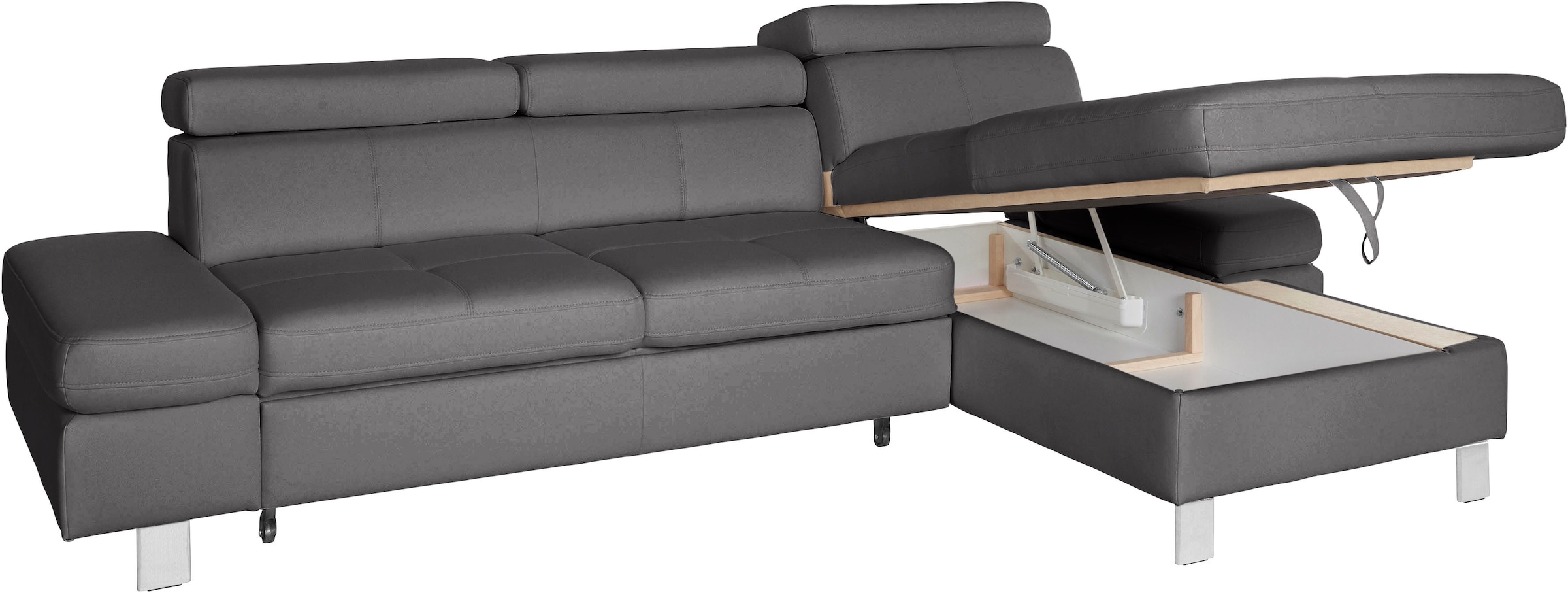 exxpo - sofa fashion Ecksofa »Fiji, hochwertige Detailverarbeitung im Sitz und Rücken, L-Form«, bequem durch Kopf- und Armteilverstellung, wahlweise mit Bettfunktion