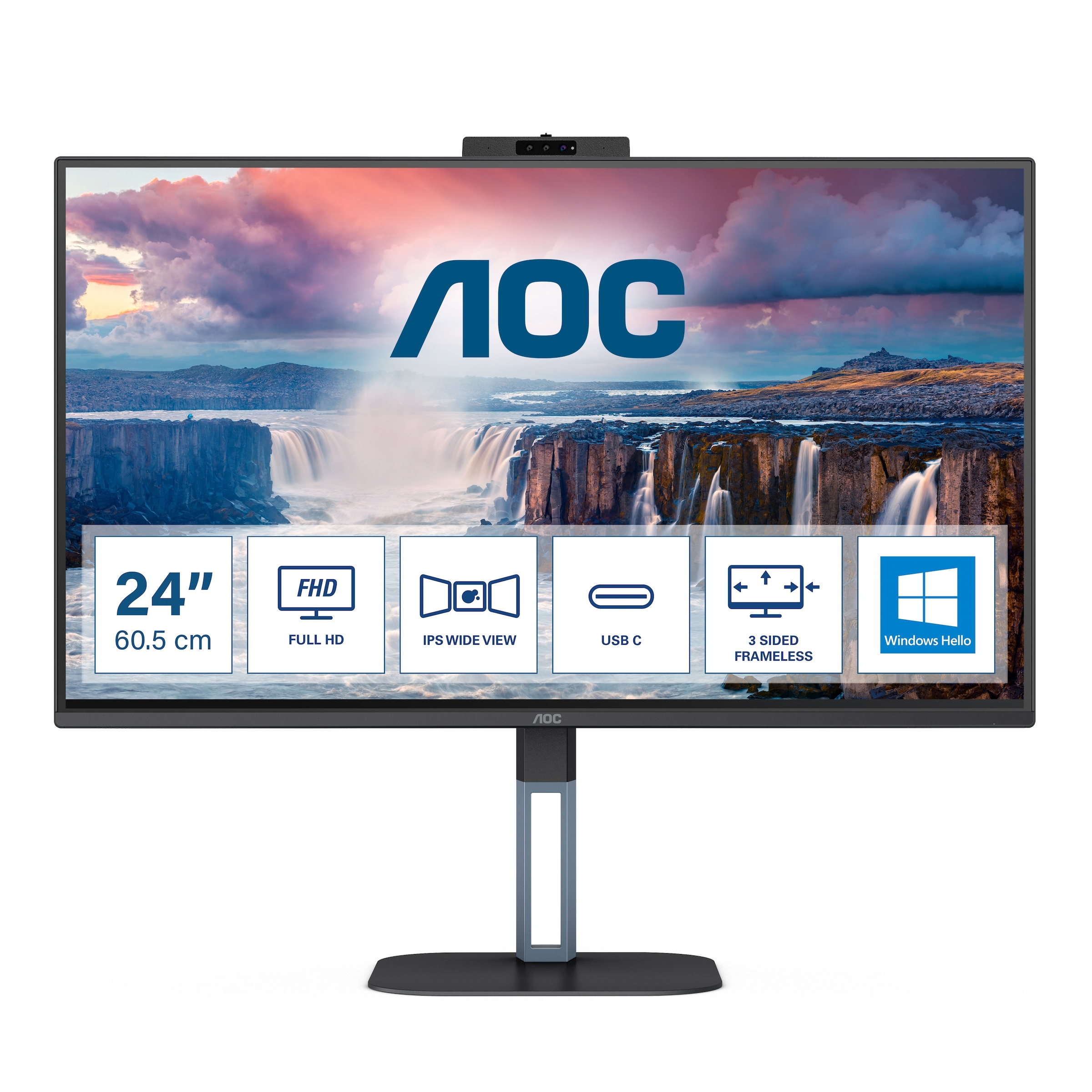 AOC Gaming-Monitor »24V5CW/BK«, 60,5 cm/24 Zoll, 1920 x 1080 px, 1 ms Reaktionszeit, 75 Hz, integrierte Windows-Hello-Webcam