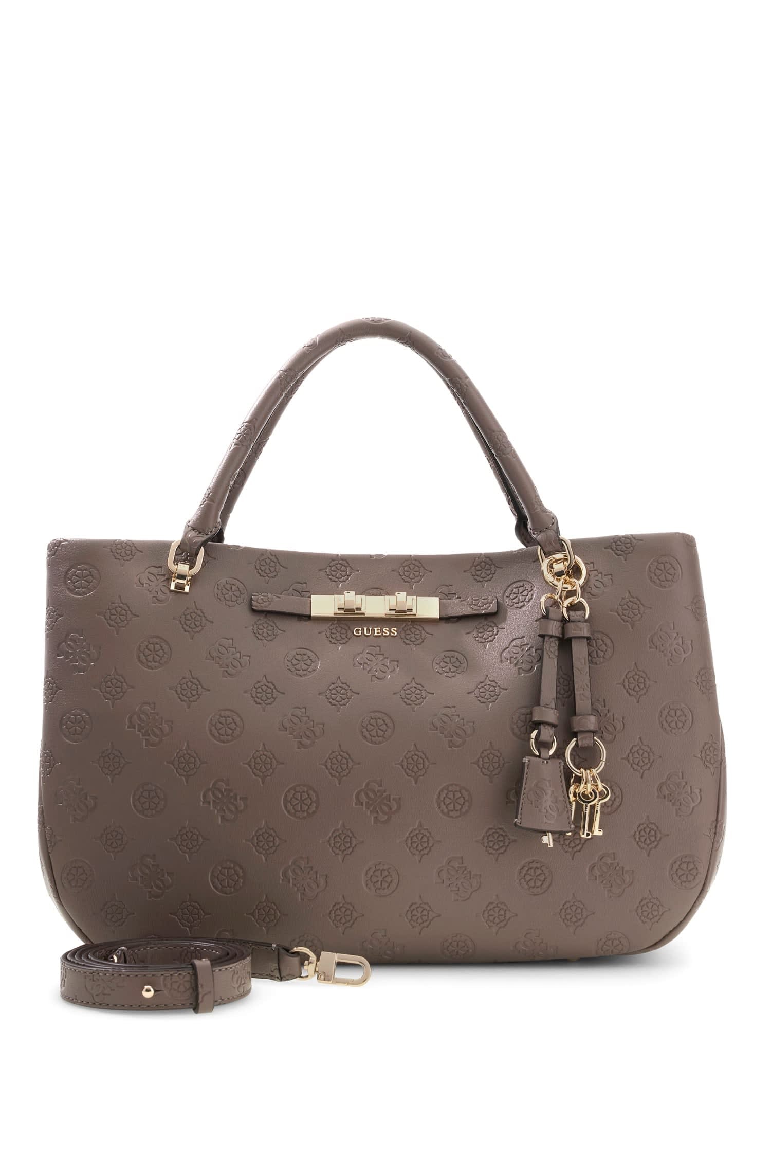 Guess Umhängetasche »CARMELLA GIRLFRIEND SATCHEL« Damen Handtasche mit abnehmbarem Schlüsselanhäner