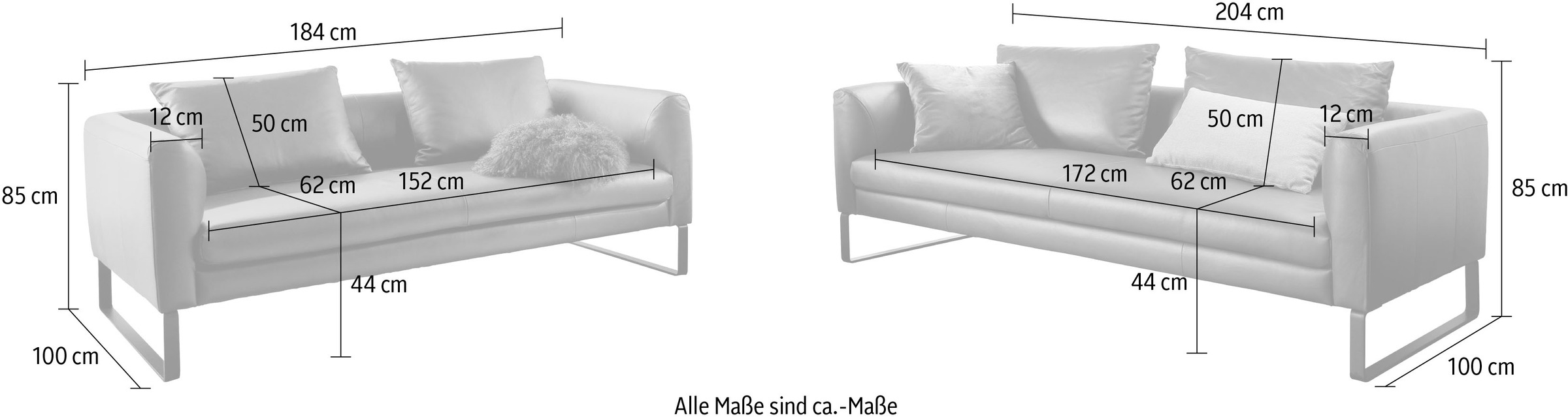 3C Candy Sofa »Avola bequem und elegantes Leder-Sofaset, tolle Verarbeitungsdetails« Garnitur: Sofaset bestehend aus 2,5-Sitzer und 3-Sitzer