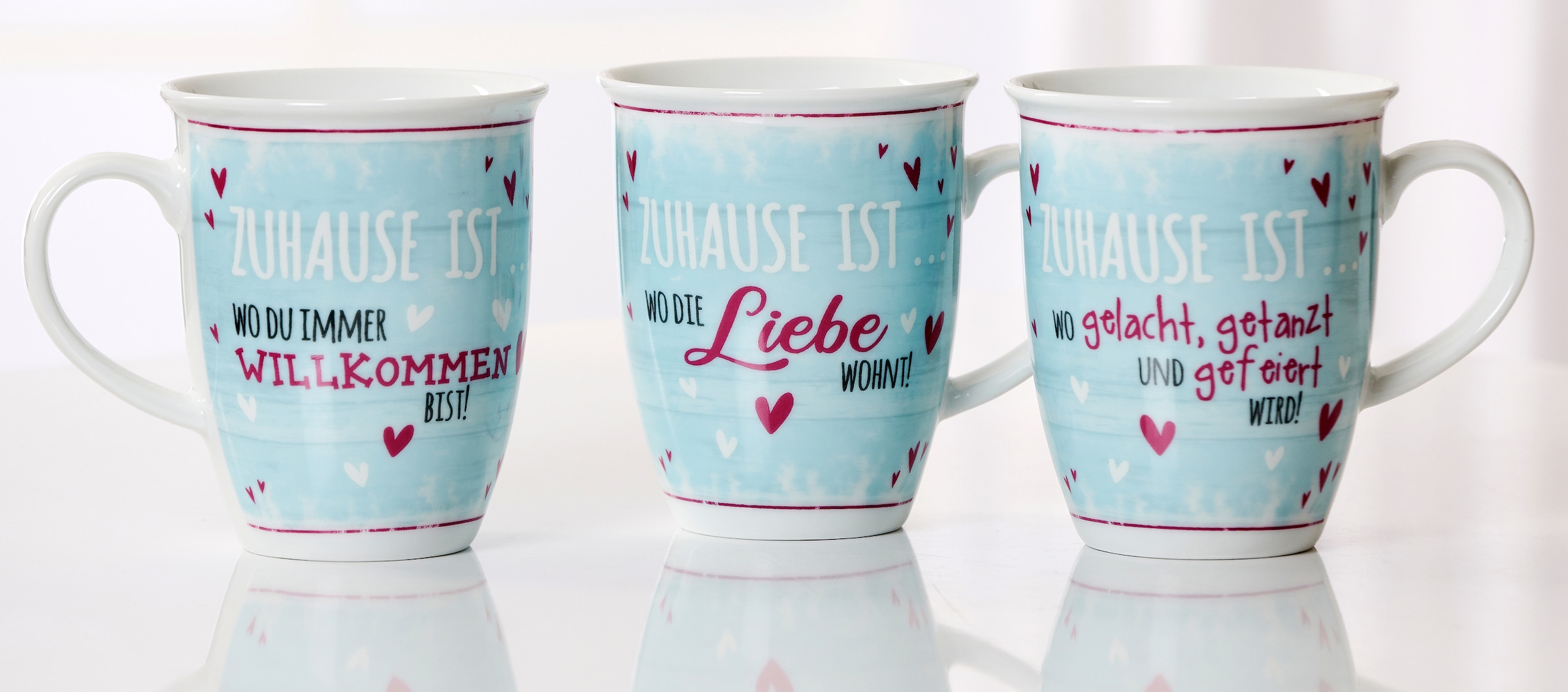 Ritzenhoff & Breker Becher »Zuhause«, (Set, 3 tlg., 3 Kaffeebecher (330 ml, 10 cm hoch, 9 cm Durchmesser), 330 ml, 3-teilig