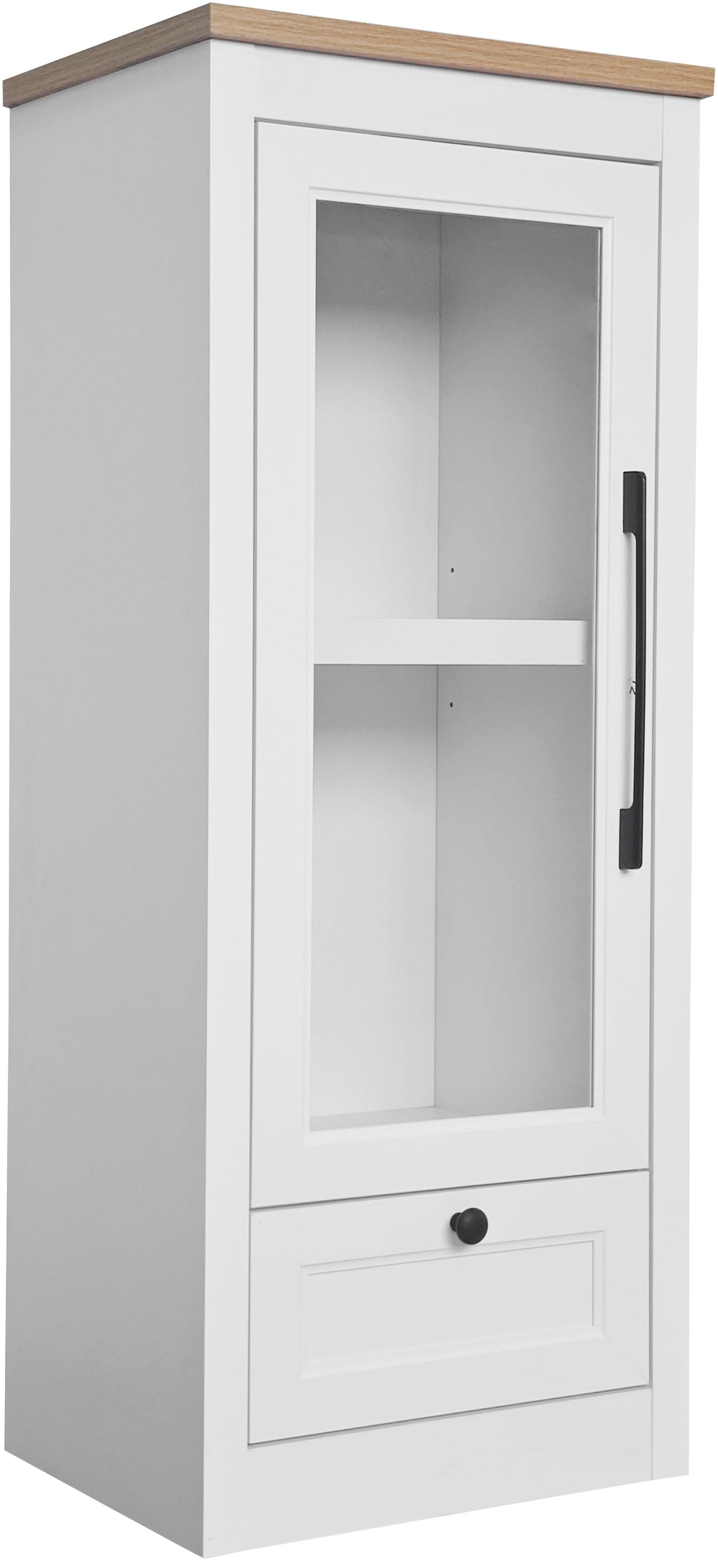OTTO home Vitrine »Ismund«, aus MDF, mit Holz-Zierleiste, schwarzem Metallgriff, Höhe 121 cm