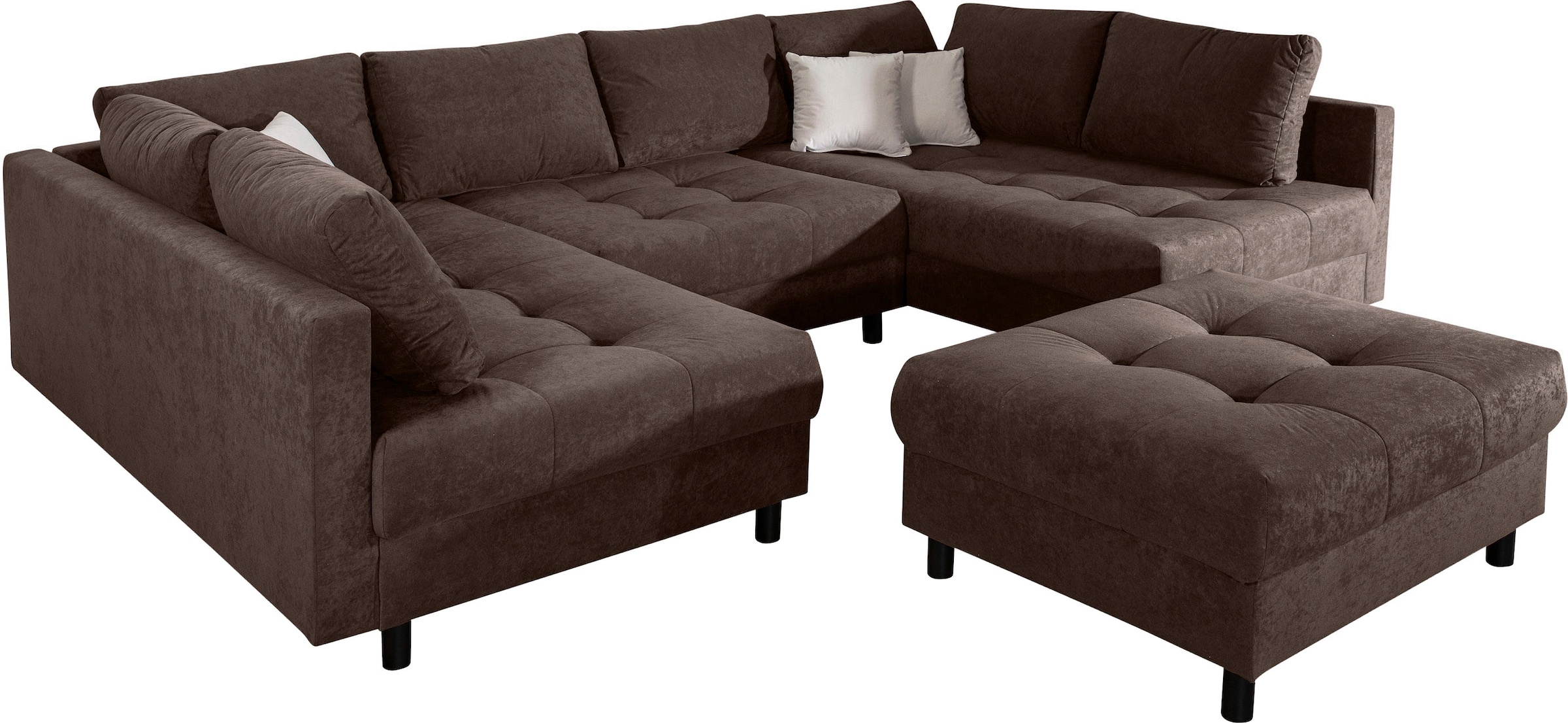COLLECTION AB Wohnlandschaft »Antonia U-Form, B: 298 cm« Wohnlandschaft, Rückenkissen, 2 ottomane, Komfortablem Bonnelfederkern