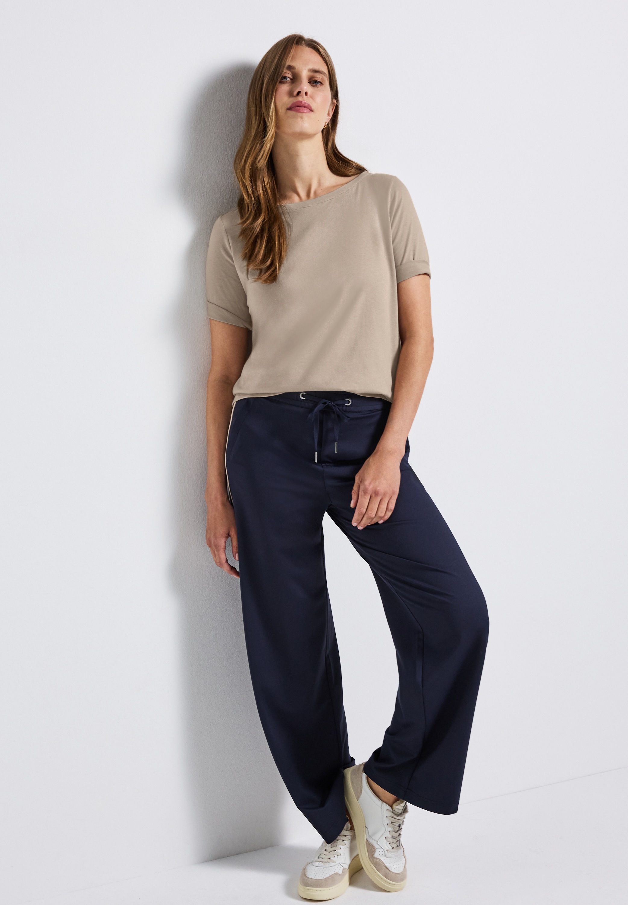 STREET ONE T-Shirt, U-Boot Ausschnitt, Basic