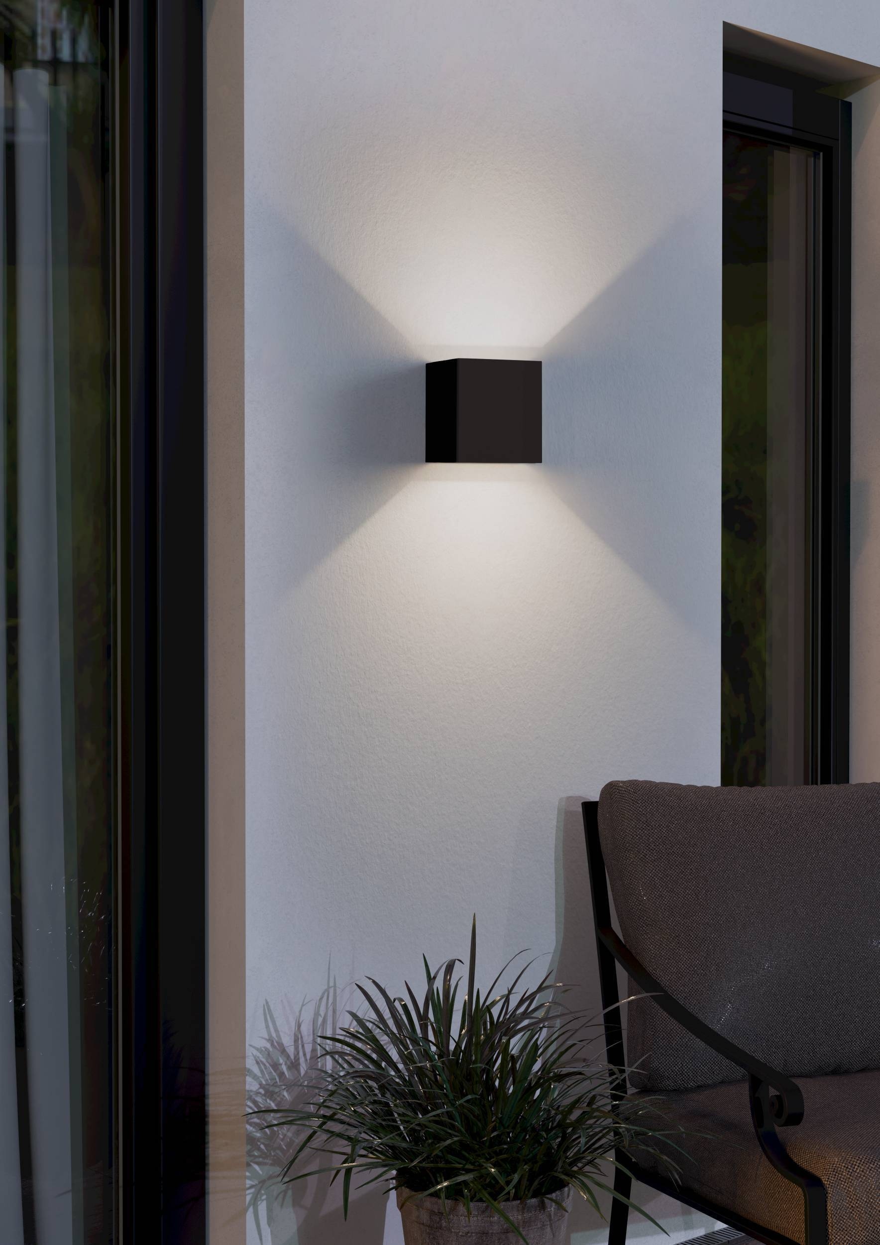 EGLO Wandleuchte »Calpino 3 Außenleuchte , Wandleuchte, Up und Down Light, Metall, IP54« LED-Modul 1 Stk. Warmweiß Wand-/Deckenleuchte - L10 x H10 x AL10 cm - schwarz - 2X2,8W inkl.