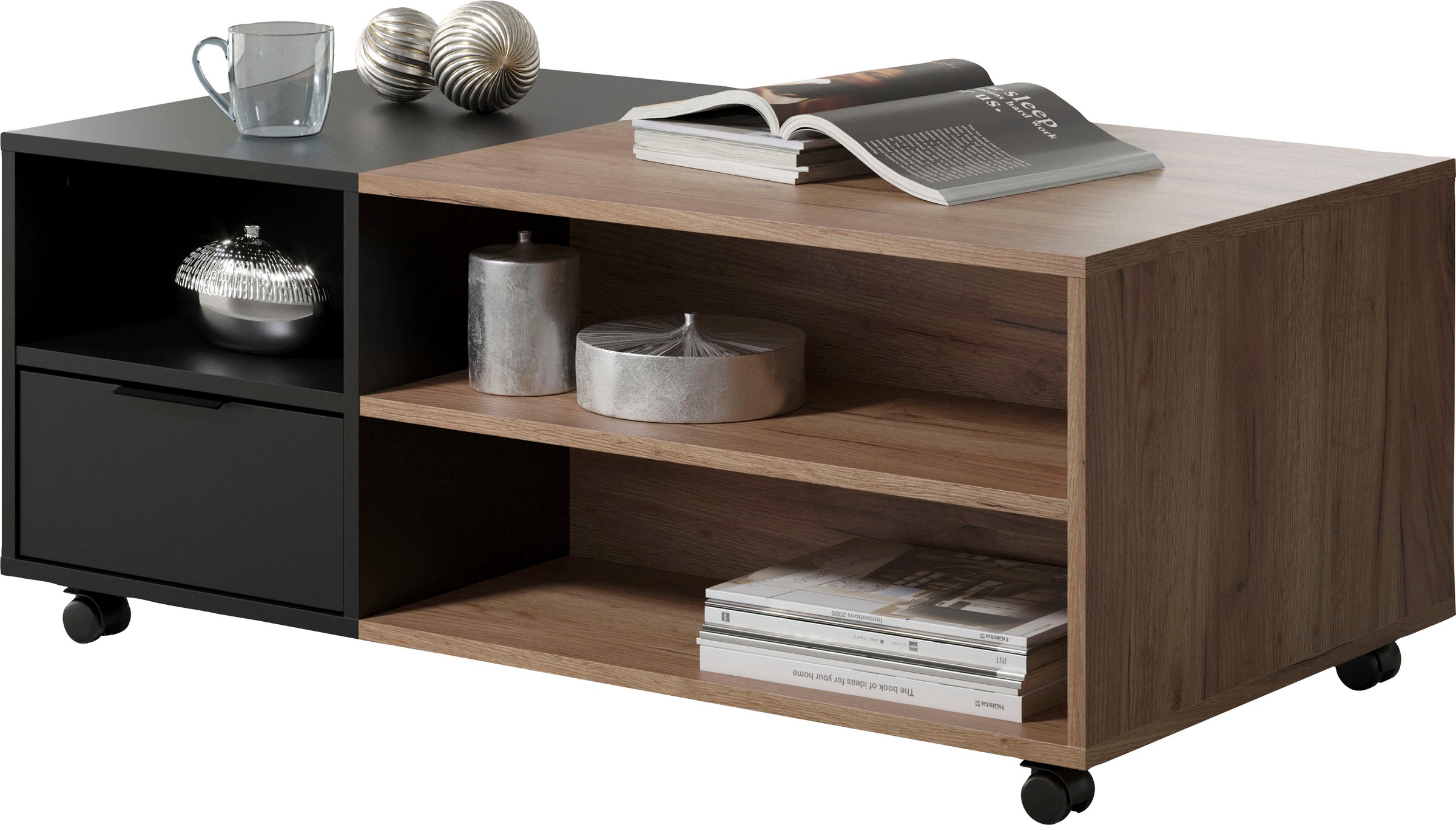 INOSIGN Couchtisch »Kriens«, Eleganter Wohnzimmertisch auf Rollen - Maße (B/T/H) 110/60/44 cm
