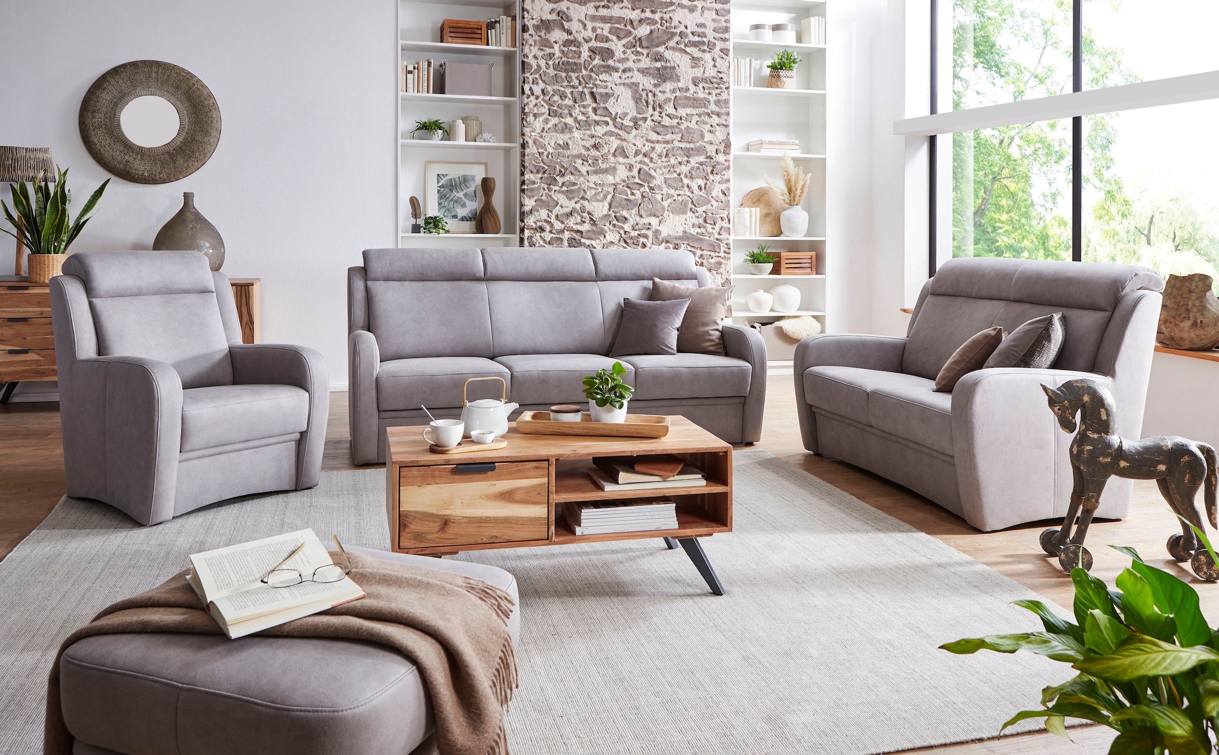 VILLA BECK 3-Sitzer »Varese«, (1 St.), Kopfteilverstellung, wahlweise mit Sitzvorzug, in Sitzhöhe 49 cm