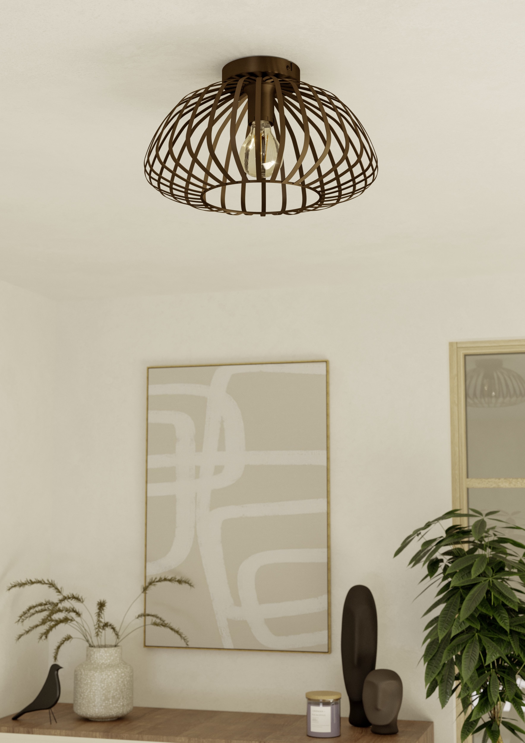 EGLO LED Deckenleuchte »ESPINAL Deckenlampe - Stahl - E27 - 1X40W - IP20« E27 1 Stk. Wohzimmerlampe, Esszimmerlampe, Flur, Schlafzimmer, H22 x Ø38,5 cm