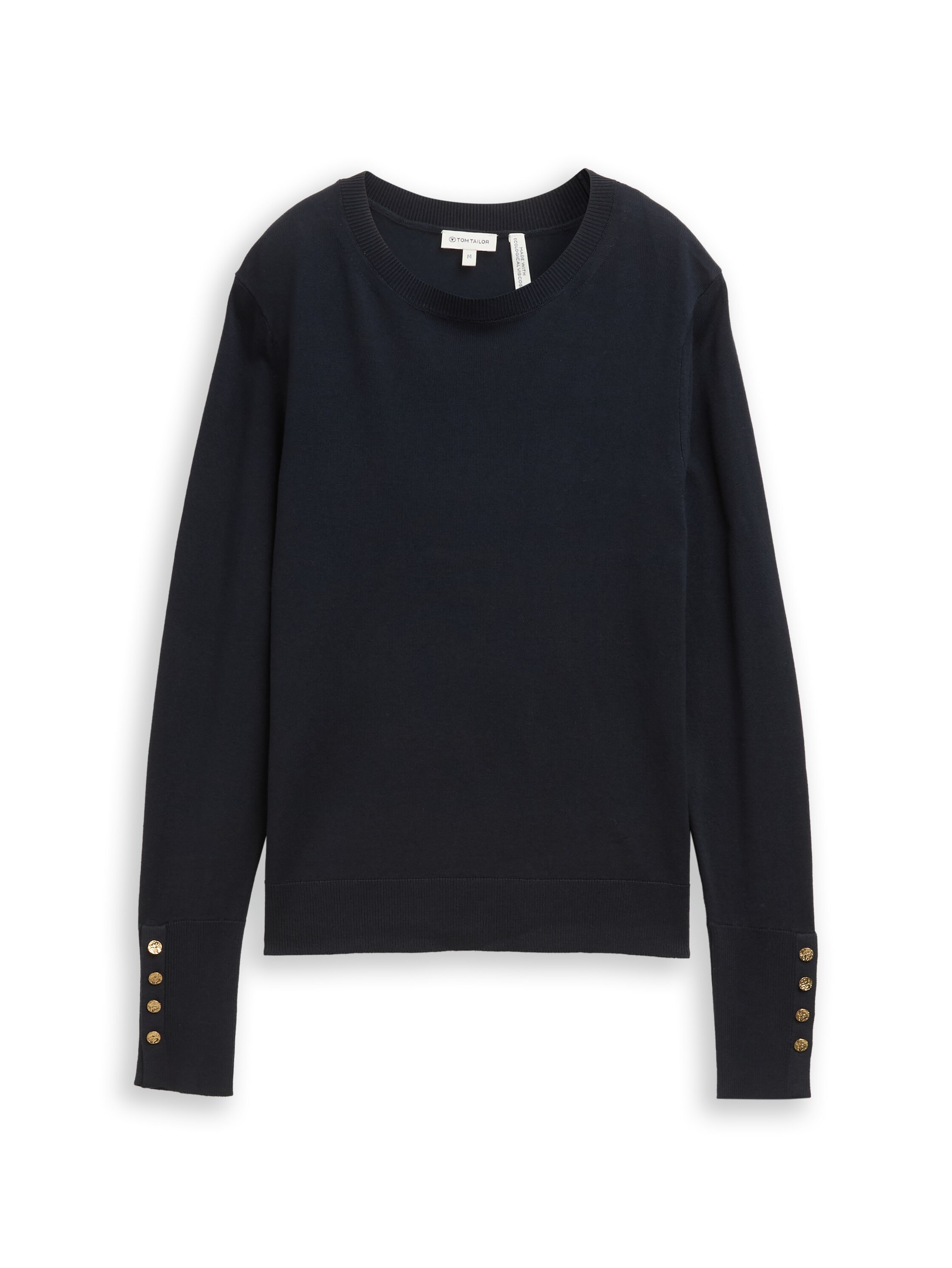 TOM TAILOR Rundhalspullover mit Knopf-Details