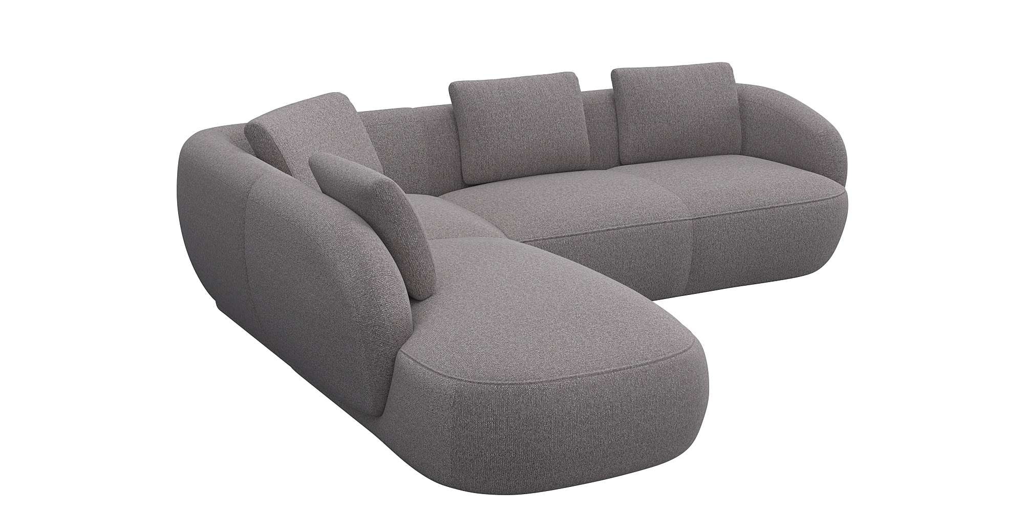 FLEXLUX Ecksofa »Torino, rund, L-Form, Sofa-Ecke mit Ottomane« Modernes, organisches Sofa-Design, Kaltschaum, Wellenunterfederung
