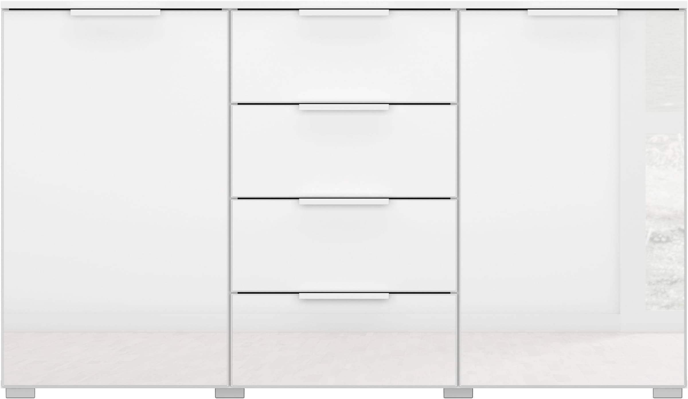 rauch Schubkastenkommode »Sideboard Kommode Kombikommode KOLUNA mit Glasfront« Breite 120 cm,  vier große Schubladen, mit insgesamt 4 Einlegeböden MADE IN GERMANY