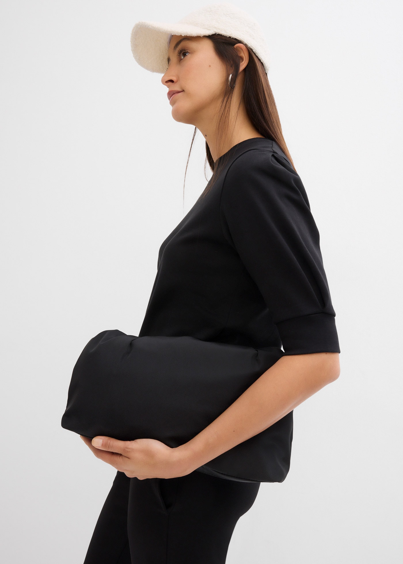 bonprix T-Shirt Oversize-Passform, dezente Puffärmel, Halbarm, aus reiner Baumwolle