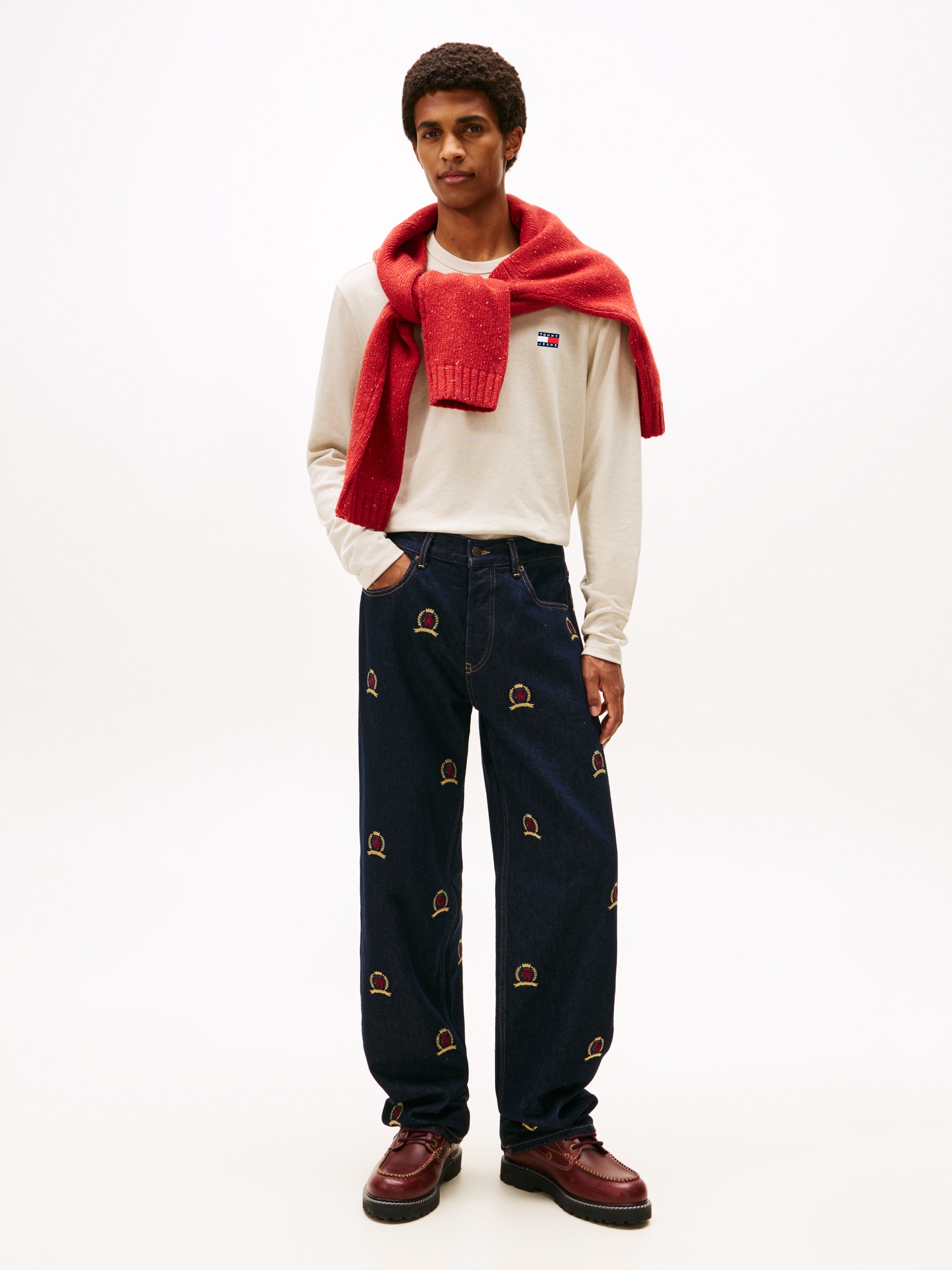 Tommy Jeans Langarmshirt »TJM REG BADGE« Jersey, Rundhals, meliert, regular fit